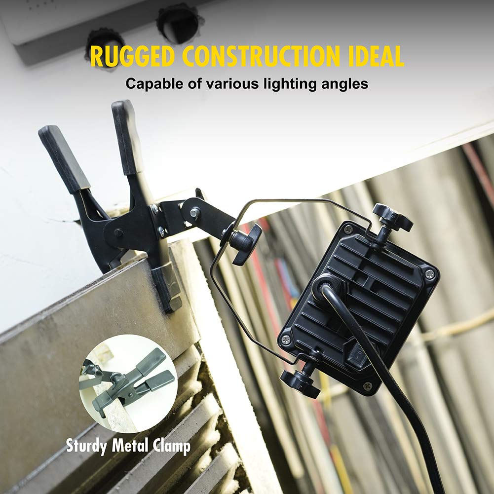 Zone Industry Corp. 1200 Lumens Portable Led Clamp Work Light With 5Ft 120V Ac/60Hz Power Plug, Lightweight Design, Suitable For Wet Location, 10 Watts, 5000K Daylight, Etl Certified