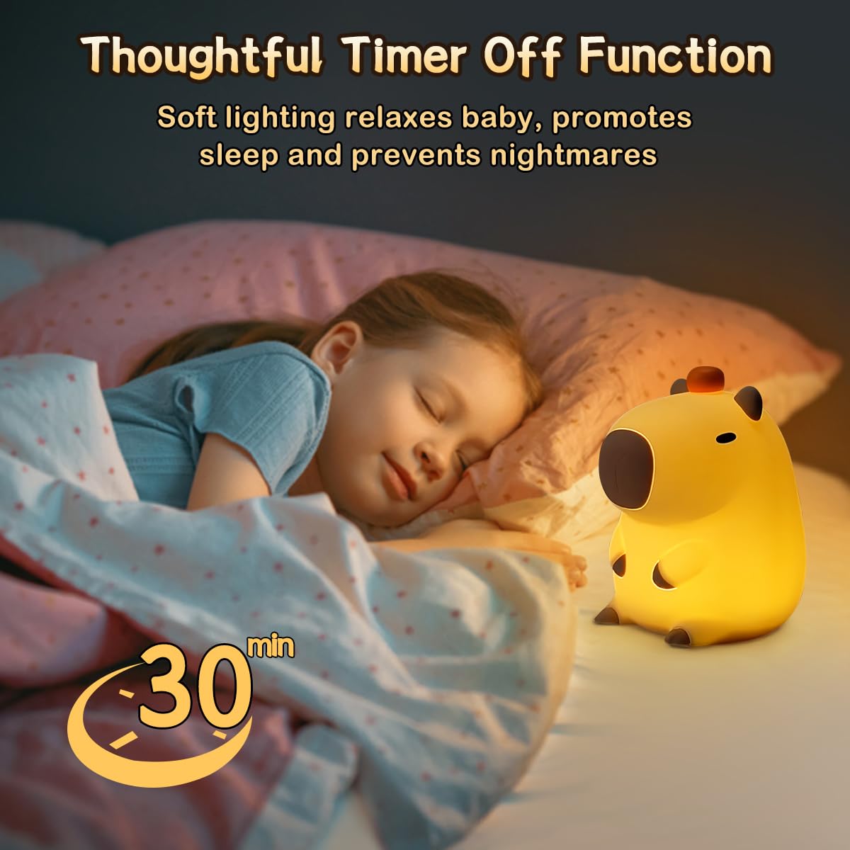 Ledholyt Night Light For Kids, Cute Silicone Capybara Nursery Light For Baby Room And Toddler, Rechargeable Led Animal Decor Nig