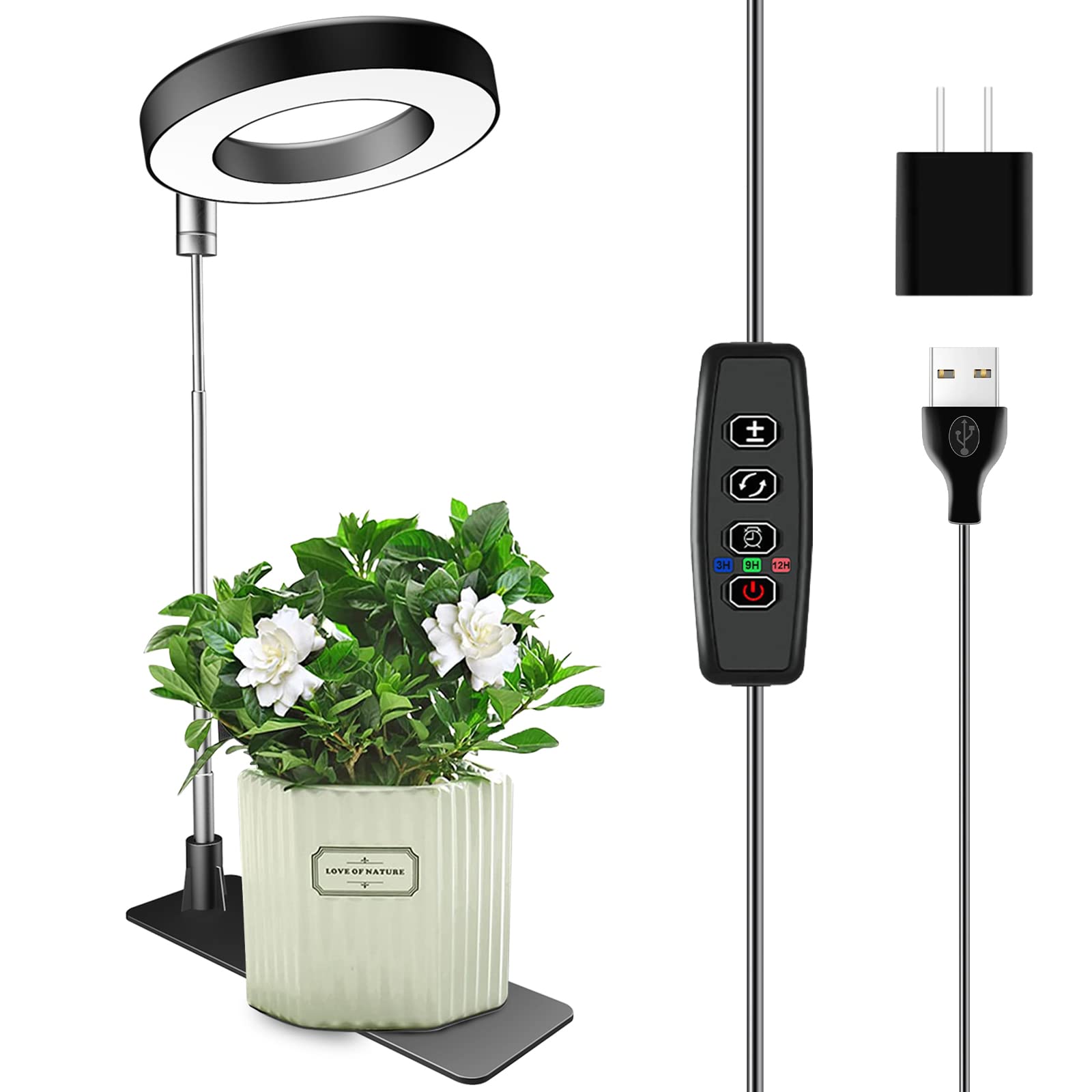 Aokrean Plant Grow Lights, Full Spectrum Grow Lights For Indoor Plants, Height Adjustable Grow Lamp With Base, 3 Optional Spectr