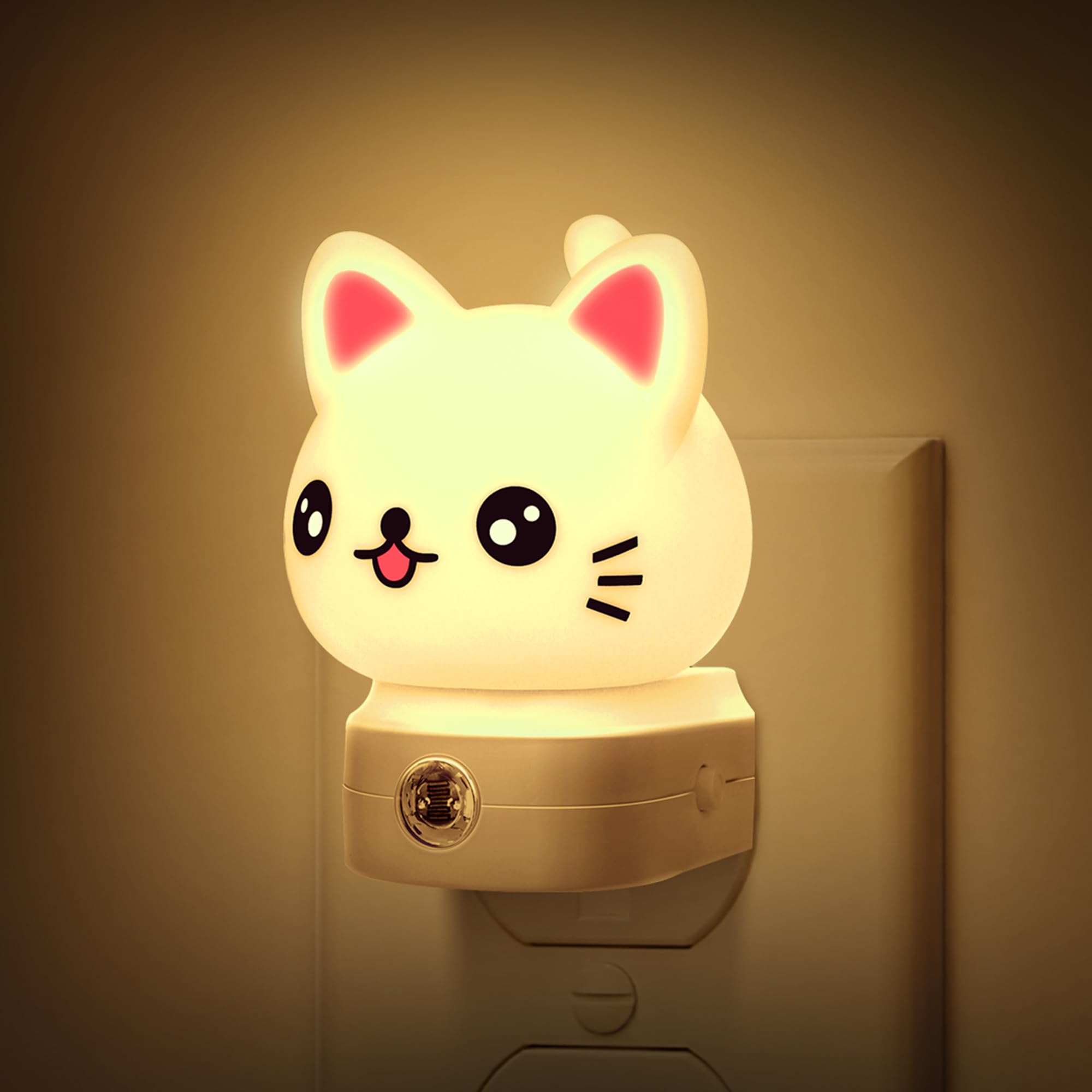 DORESshop Cat Night Light Plug into Wall, 8-Color RGB LED, Dusk to Dawn Sensor, 1 Count, Plastic, Model CA-GY10109CAT