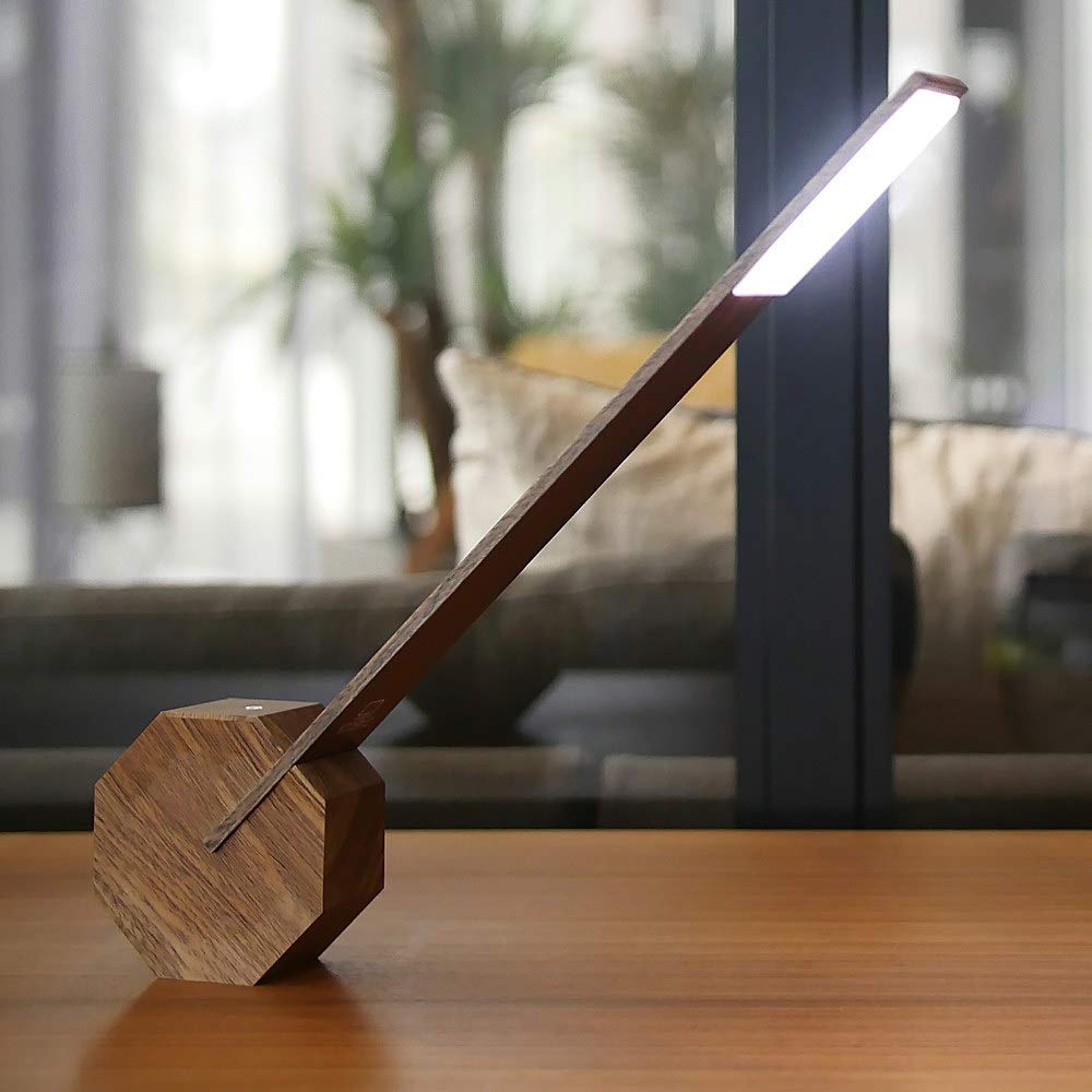 Gingko Octagon One Desk Lamp - Walnut Wood, Brown, Model GK11W8, One Size