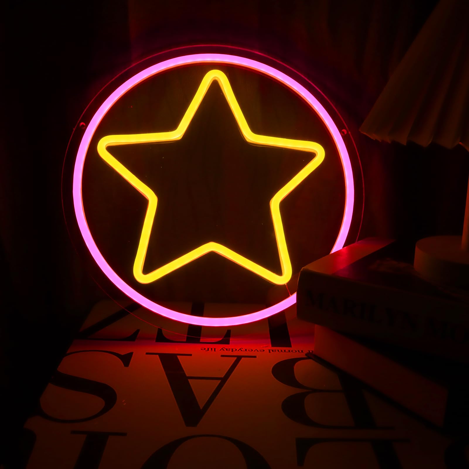 Fuendkf Star Neon Signs For Wall Decor  Steven Star Neon Lights With Dimmer Switch Star Led Neon Lights For Bithday Gifts  Man Cave And Best Gifts For Fans