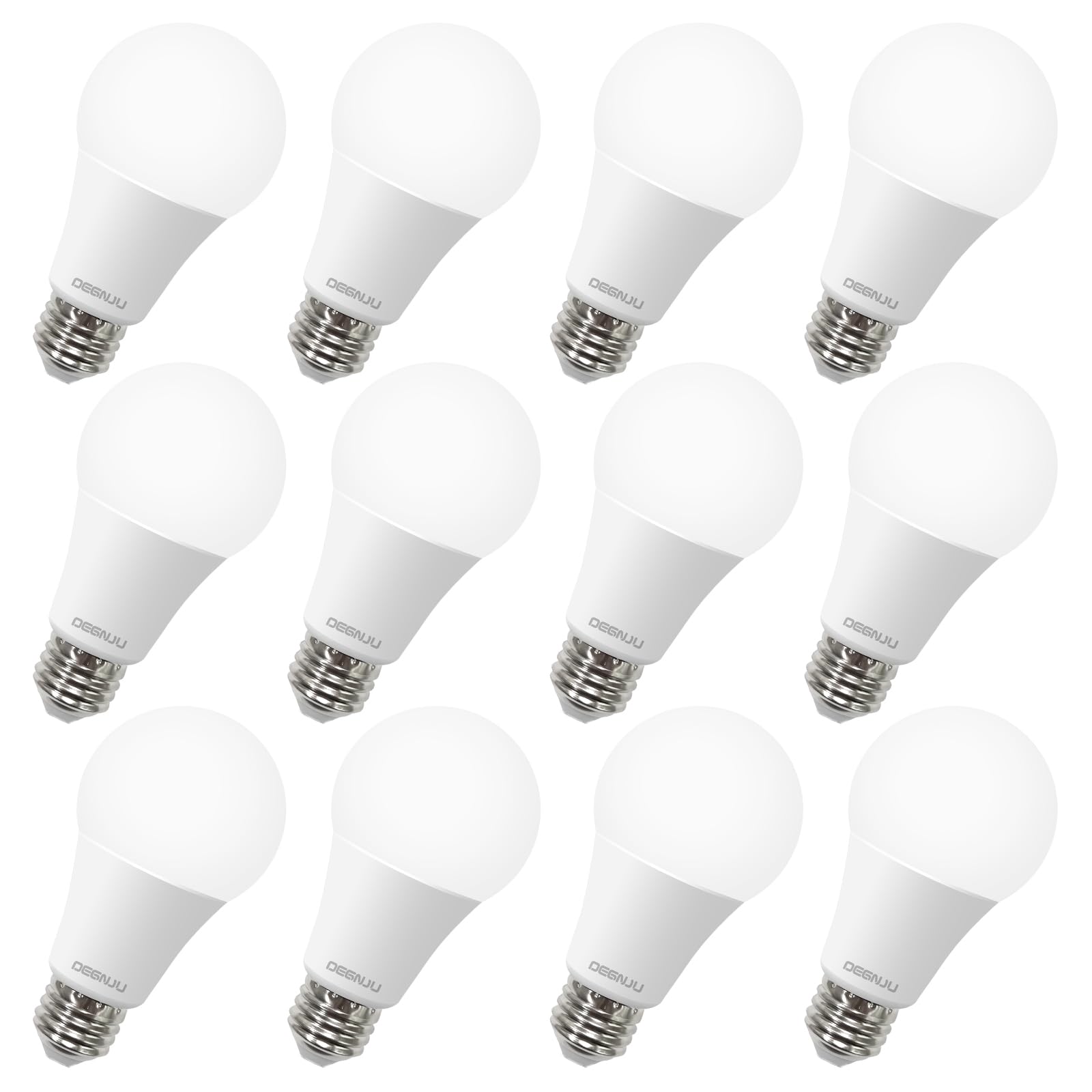 DEGNJU A19 Light Bulbs, 100 Watt Equivalent LED Bulbs, 5000K Daylight, 1500 LM, 15000 Hours, E26 Standard Base, Non-Dimmable, 13W Bright White LED Bulbs for Bedroom Living Room Home Office, 12 Pack