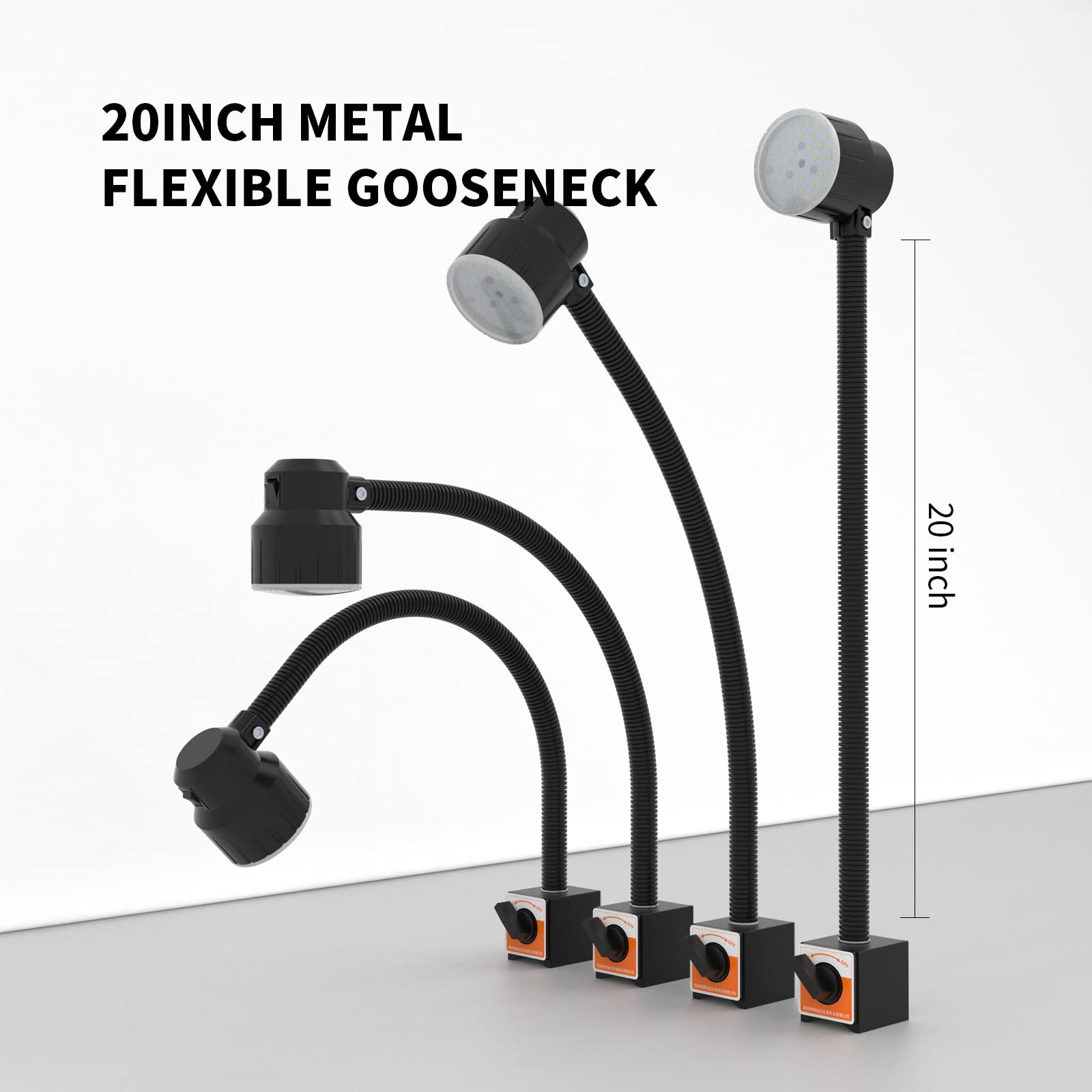 35Leds Magnetic Light, 1200 Lumen 120V Flexible Gooseneck Work Light With Adjustable Magnetic Base For Lathe Cnc Milling Drill Press Sewing Machine Industrial Lighting, 12W