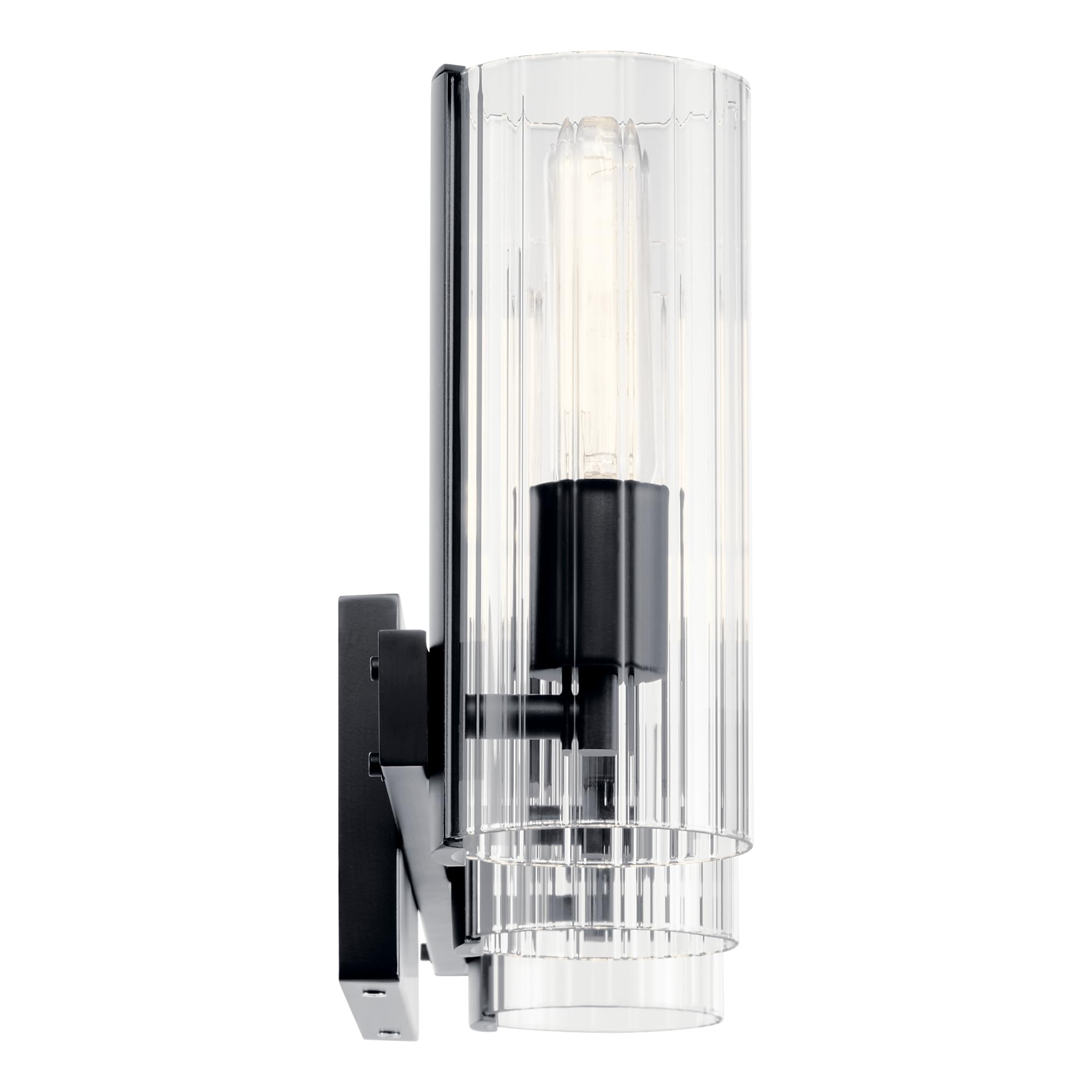 Kichler Jemsa 3 Light Vanity, Modern Light With Clear Fluted Glass In Polished Nickel For Bathroom Or Powder Room (9.75'' X 22.7