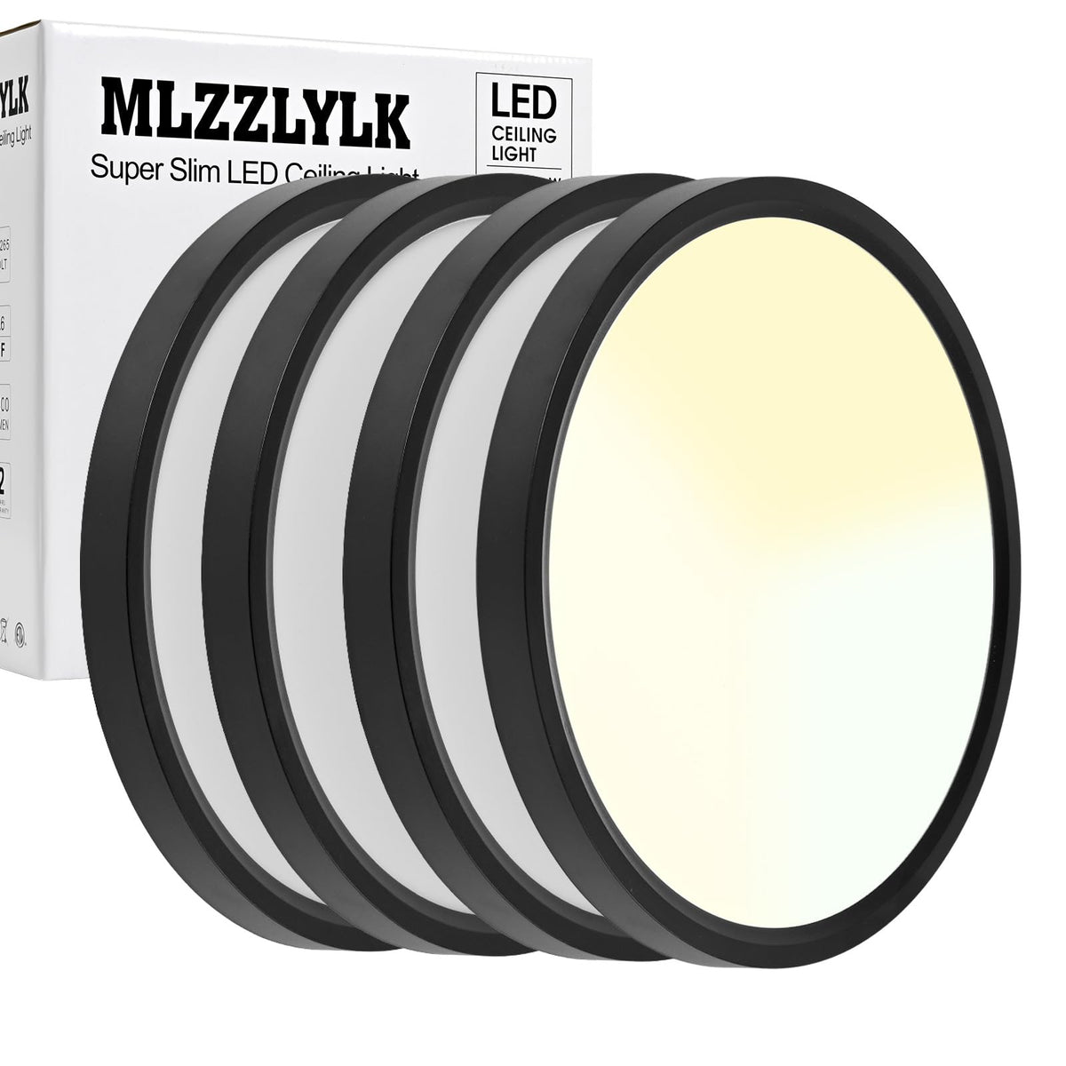 4Pk 15.8 Inch Led Flush Mount Ceiling Light Fixture,36W Super Slim Black Led Ceiling Light 3600Lm,3000K/4000K/6000K Cct Selectab