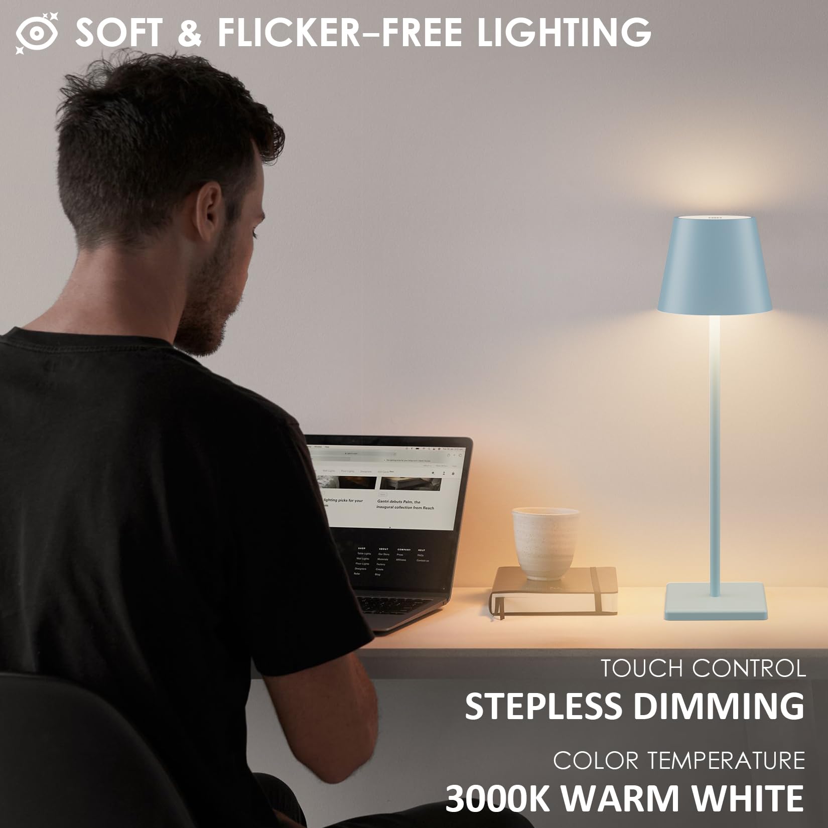 4 Packs Rechargeable Led Table Lamp,6000Mah Outdoor Cordless Table Lamp Waterproof Portable, Stepless Dimmable Table Lamp For Re