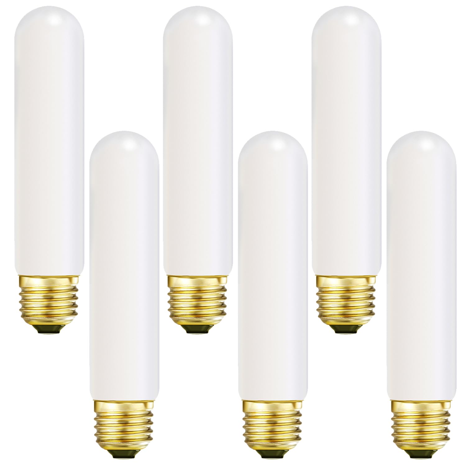 Leools T10 Led Light Bulb 6Inch E26 Base Matt Opal Porcelain Warm White 2700K Dimmable Edison 8W Led Tubular Bulb,600Lm,60 Watt 