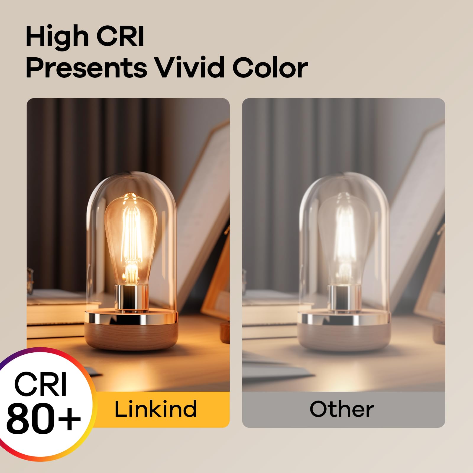 Linkind Edison Light Bulbs 60W Equivalent, E26 Dimmable Vintage Edison Led Light Bulbs St58 Antique Decorative Filament Led Bulb