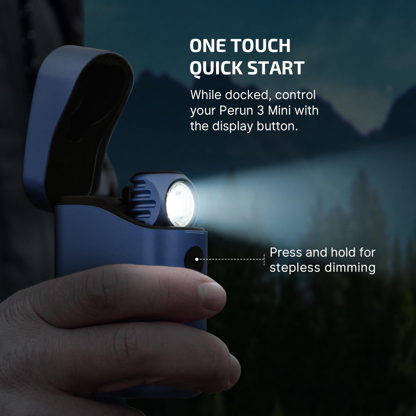 OLIGHT Perun 3 Mini Headlamp 1250 Lumens, Rechargeable, Type-C, Midnight Blue, Aluminum Alloy, Model O-PERUN3MINIKIT-BK-300000