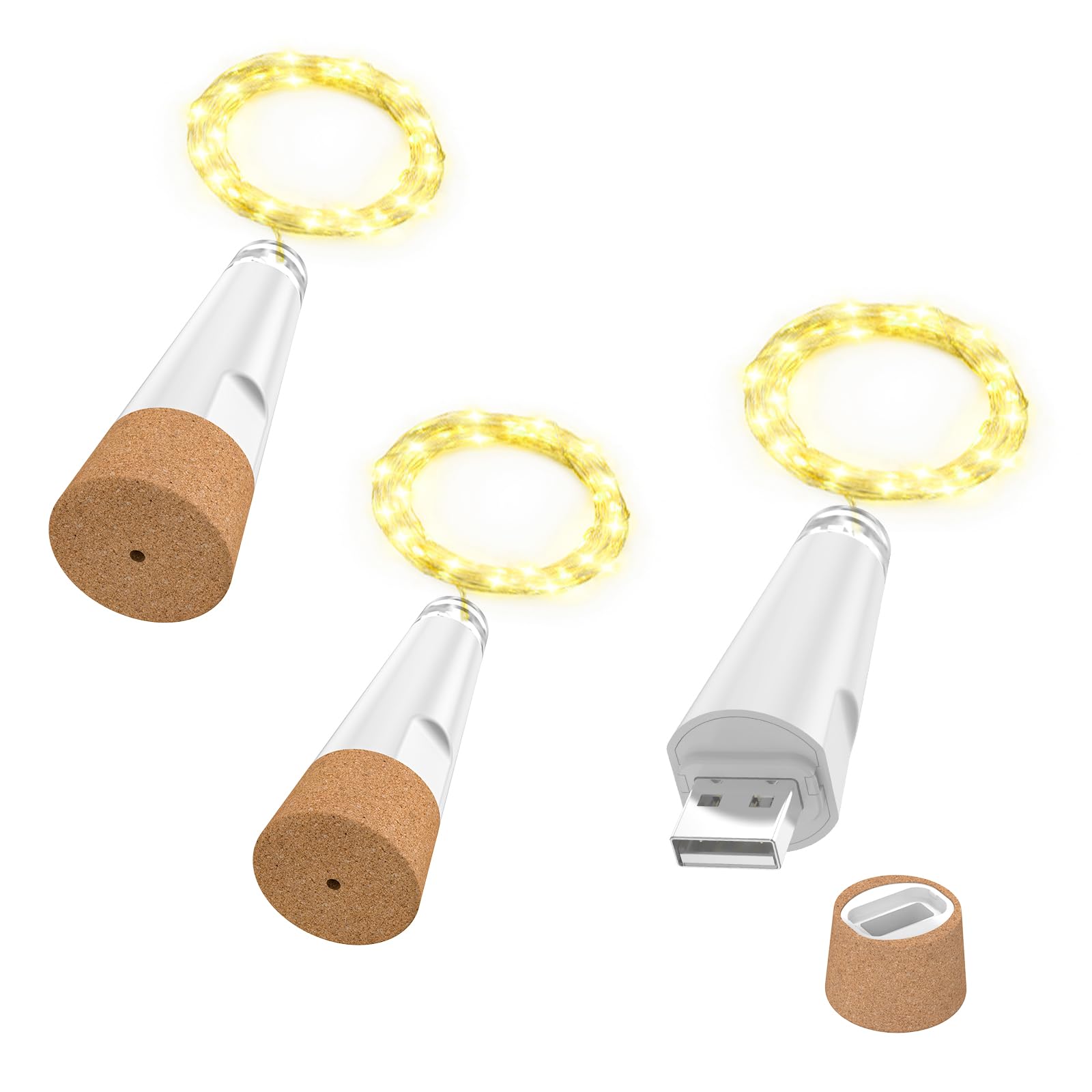 OUSMIN String Lights  USB Rechargeable Beverage Bottle Lights with Cork  2025 Version USB Fairy Light for Party Christmas