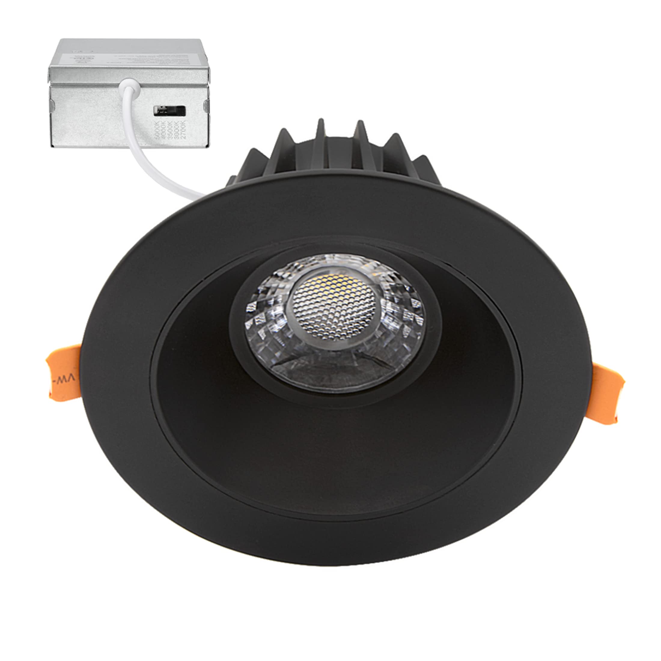 Maxxima 4 in. Ultra Thin Recessed Anti-Glare LED Ceiling Downlight - Canless IC Rated, 1050 Lumens, 5 CCT 2700K/3000K/3500K/4000