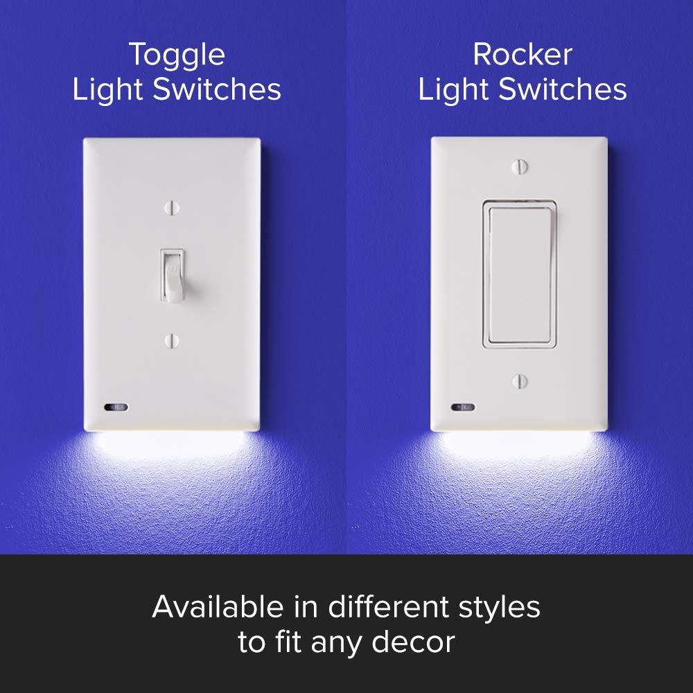 2 Pack - Snappower Switchlight - Led Night Light - For Single-Pole Switches - Switch Plate With Led Night Lights - Adjust Bright
