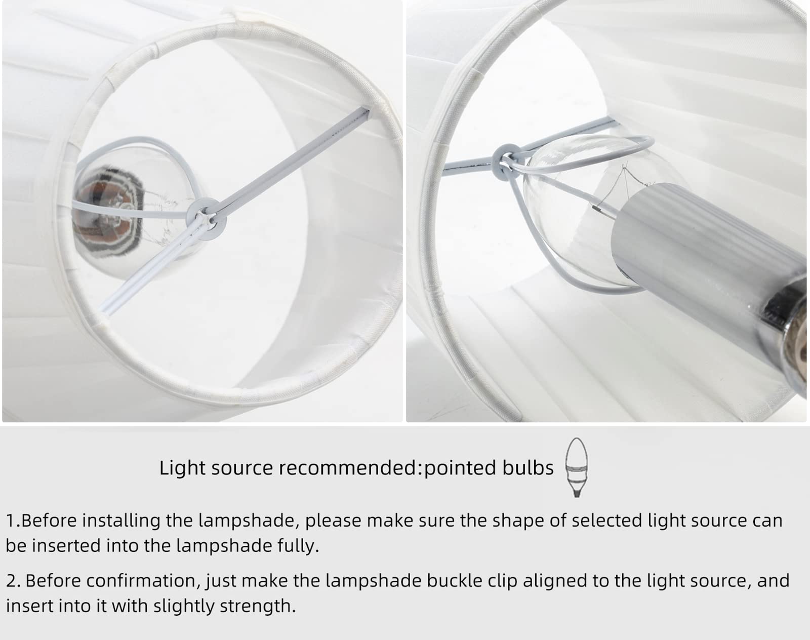 Fuloon Small Clip-On Lamp Shades, White Pleats, 3.3x4.3x4.7 in, 6 Pack