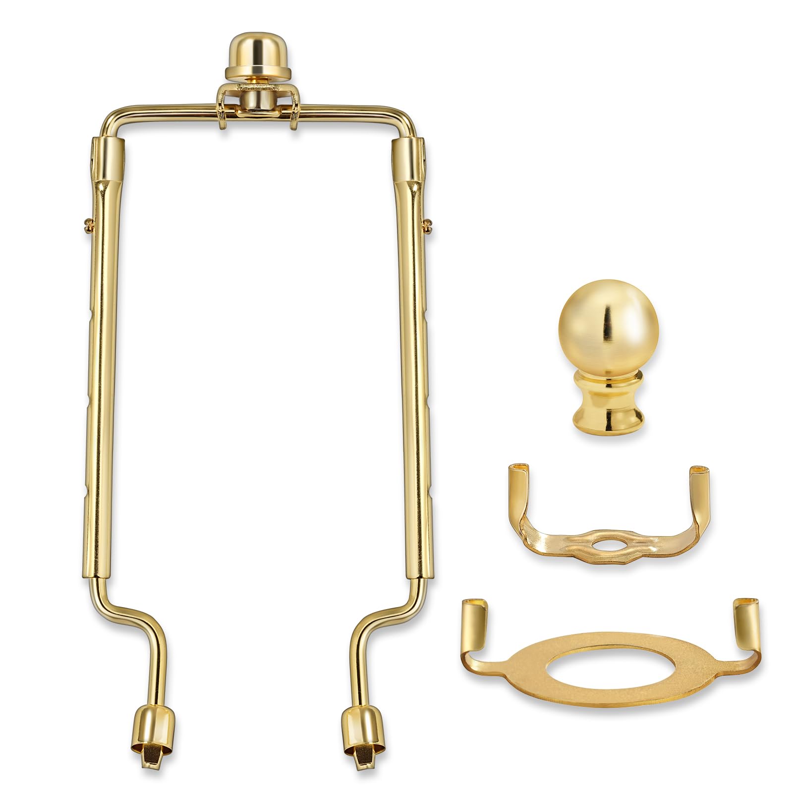 7 8 9 10 inch Lamp Shade Harp Holder,Gold Lamp Harp Kit,Fit both Standard Lamp Rod and E26 Light Base UNO Fitter Adapter,with 2 