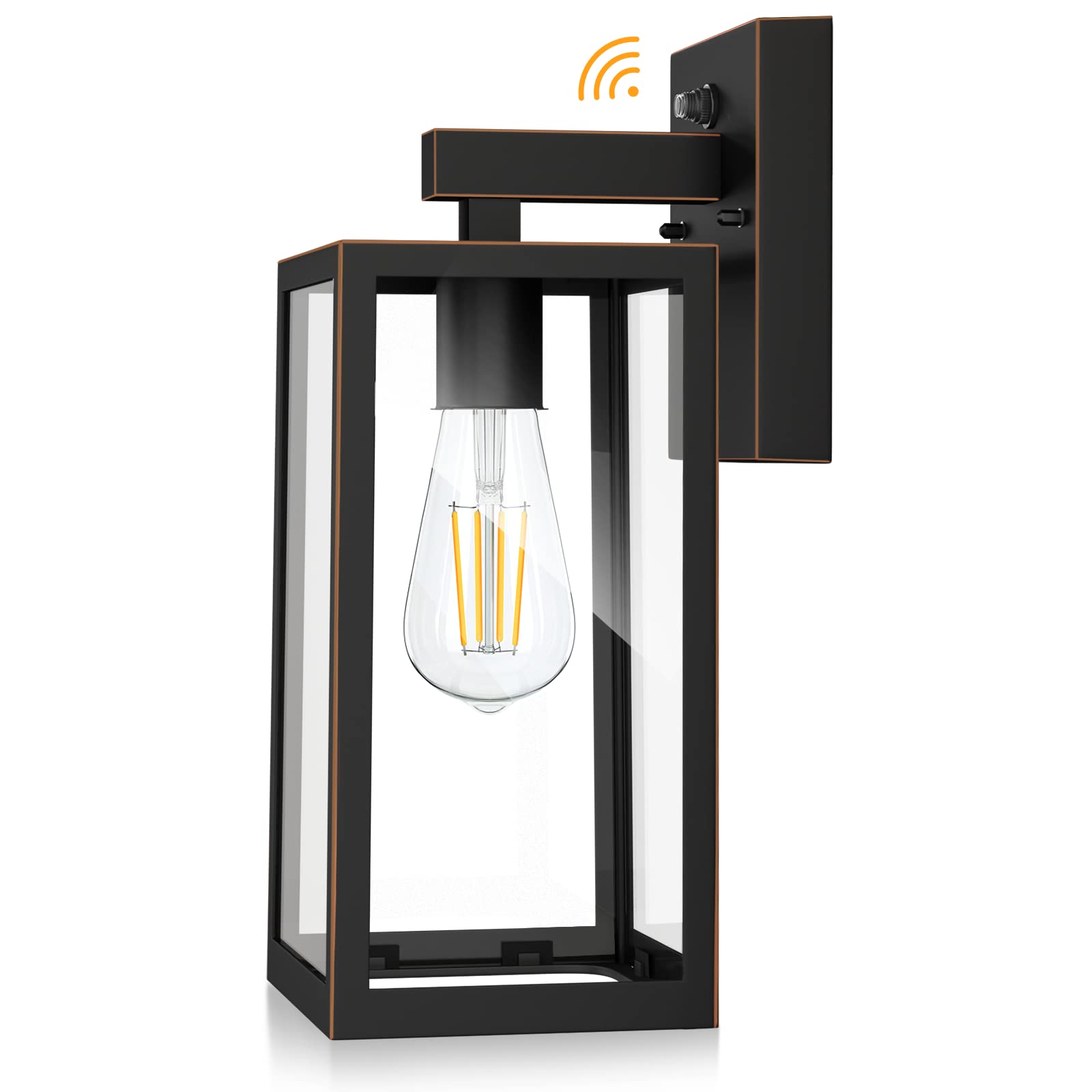 SHINE HAI Dusk to Dawn Outdoor Wall Lantern, Exterior Sensor Light Fixture with E26 Base Socket, Waterproof Wall Mount Sconce wi