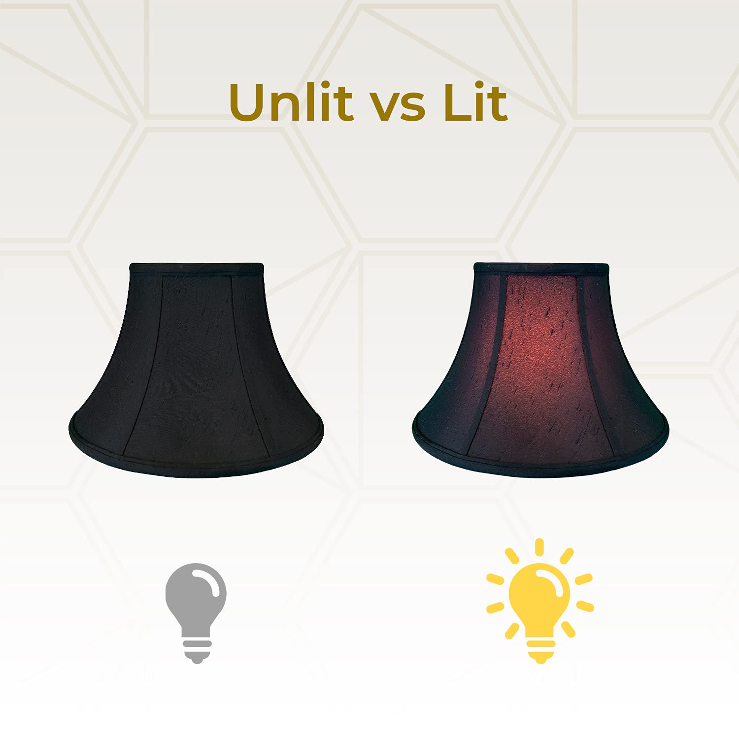 Royal Designs Shallow Bell Basic Lamp Shade, Black/Gold 9 X 18 X 12