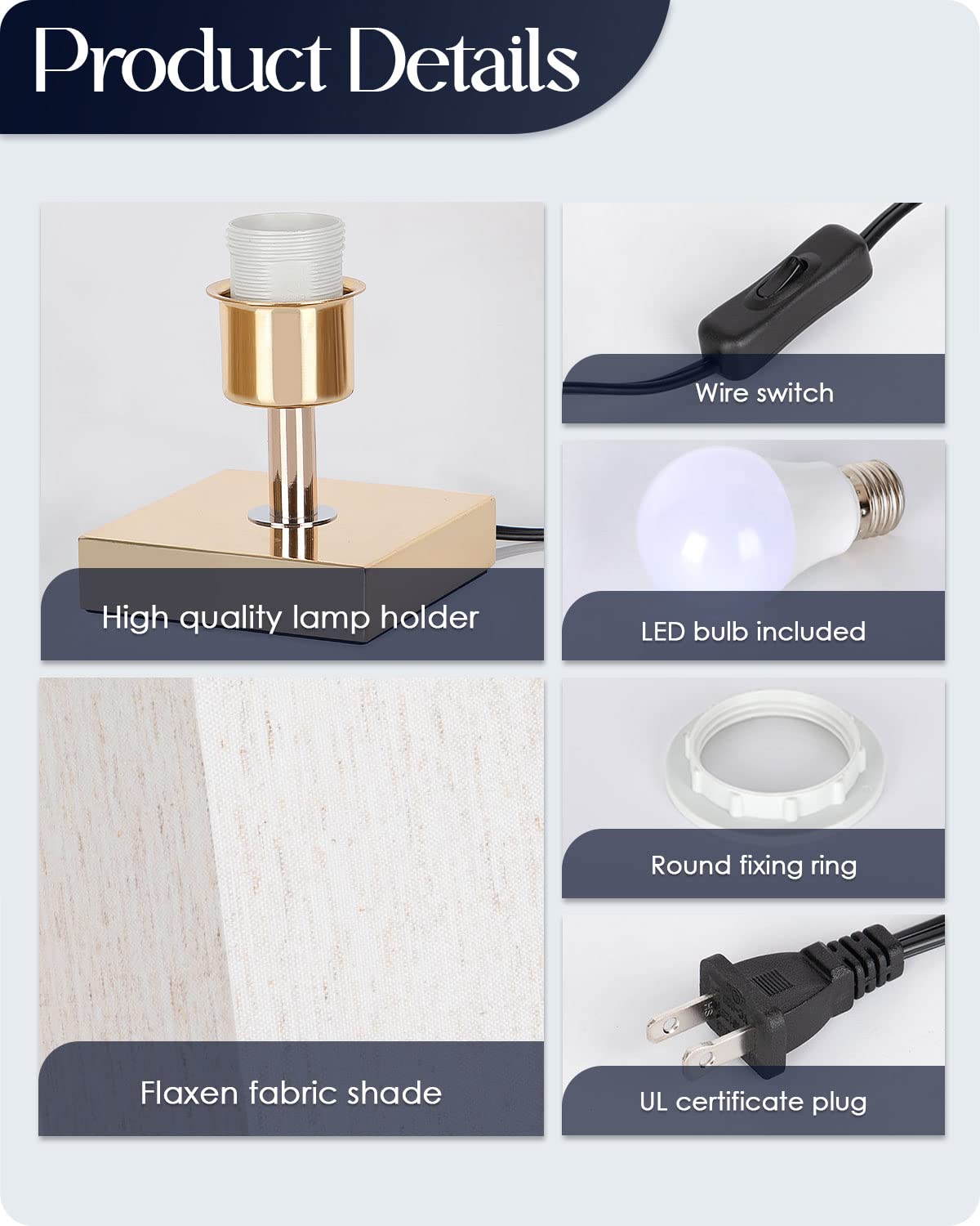 Soilsiu Bedside Table Lamp Bedroom 3 Color Options Desk Lamps With Modern Fabric Shade Reading Nightstand Lamps For Living Room,