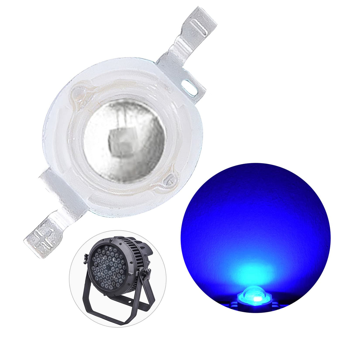 (Pack Of 20) 3W Blue Led Beads, Led Chip Lamp Bulb For Stage Lights