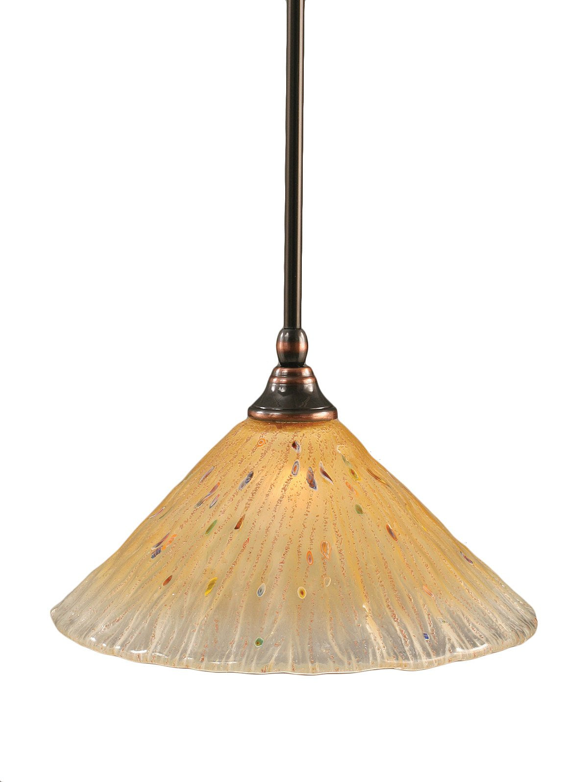 Toltec Lighting 23-Bc-700 Stem Mini-Pendant Light Black Copper Finish With Amber Crystal Glass, 12-Inch