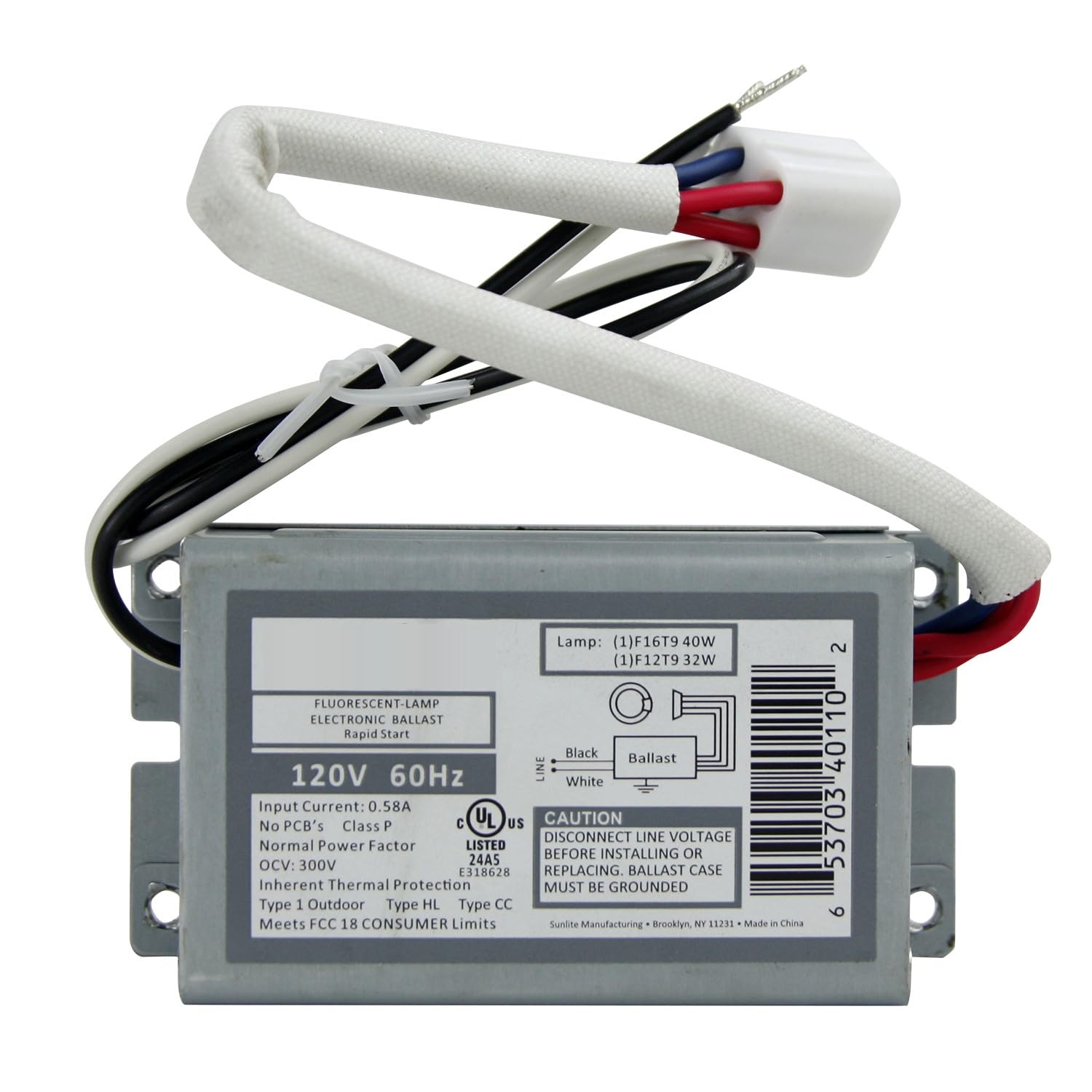 Diodesy- Electronic Ballast Rapid Start 120V 32W Rating 60Hz Fluorescent Circline Ballast Use with 1 Lamp F16T9 (40W) and F12T9 