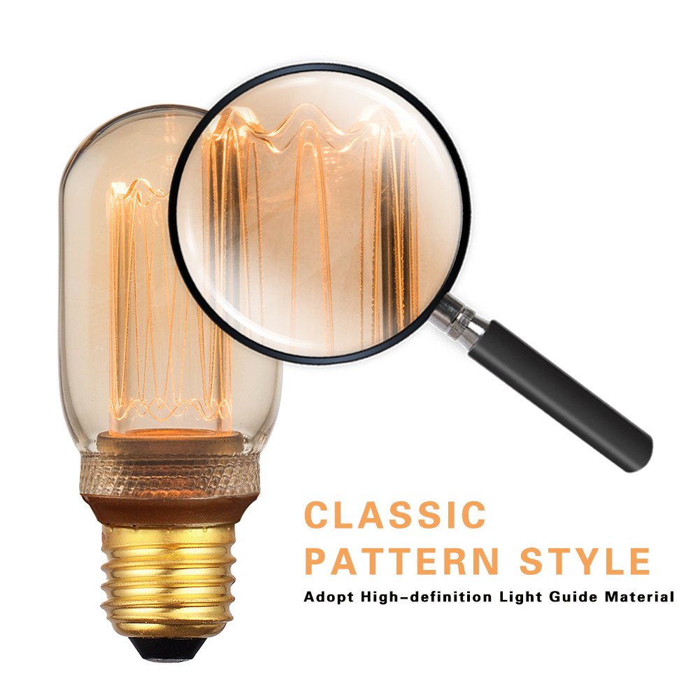Harwez Vintage Edison Light Bulb, Dimmable LED T45, 3.5W Low Lumen, Amber, E26 Medium Base, 1 Count