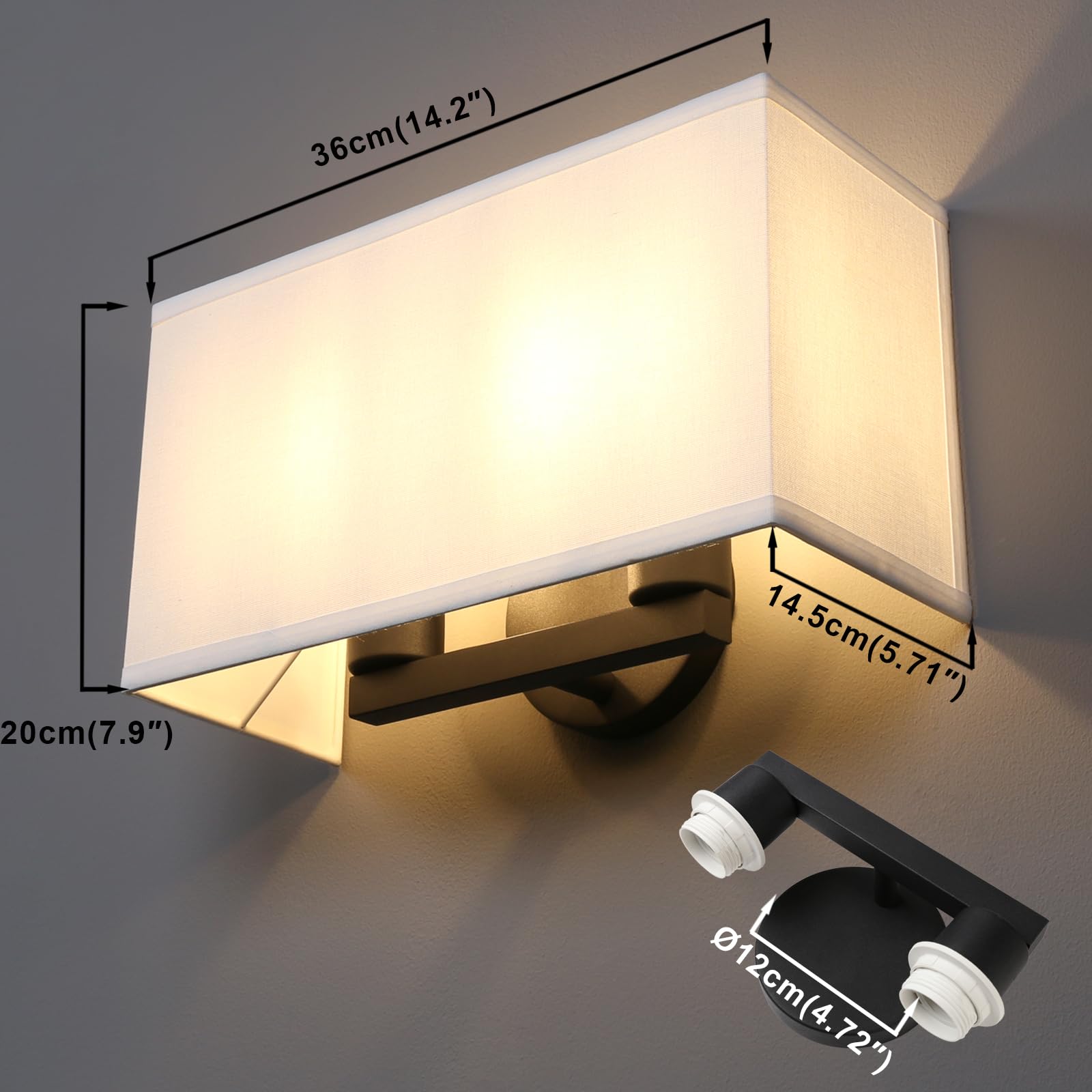 Yosoan White Boho Wall Sconce Stairwell Fixture Light, 2-Light Indoor Hardwired Vanity Dual Vintage Industrial Bedside Sconce Wa