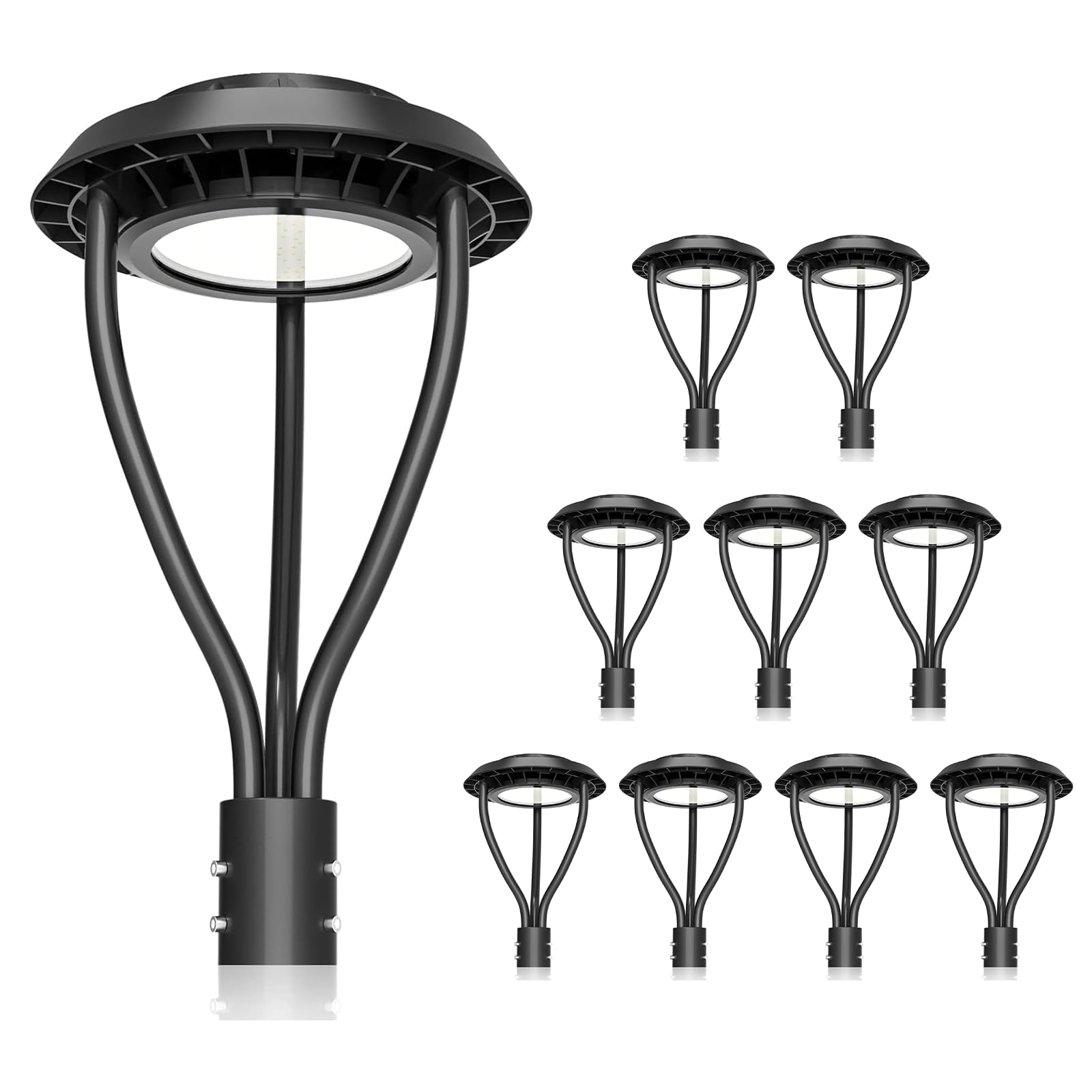 10Pack 150W LED Post Top Light - 150W/120W/90W Wattage Selectable, ETL&DLC Listed, 21000Lm, Dusk to Dawn, IP65 Waterproof for Ou
