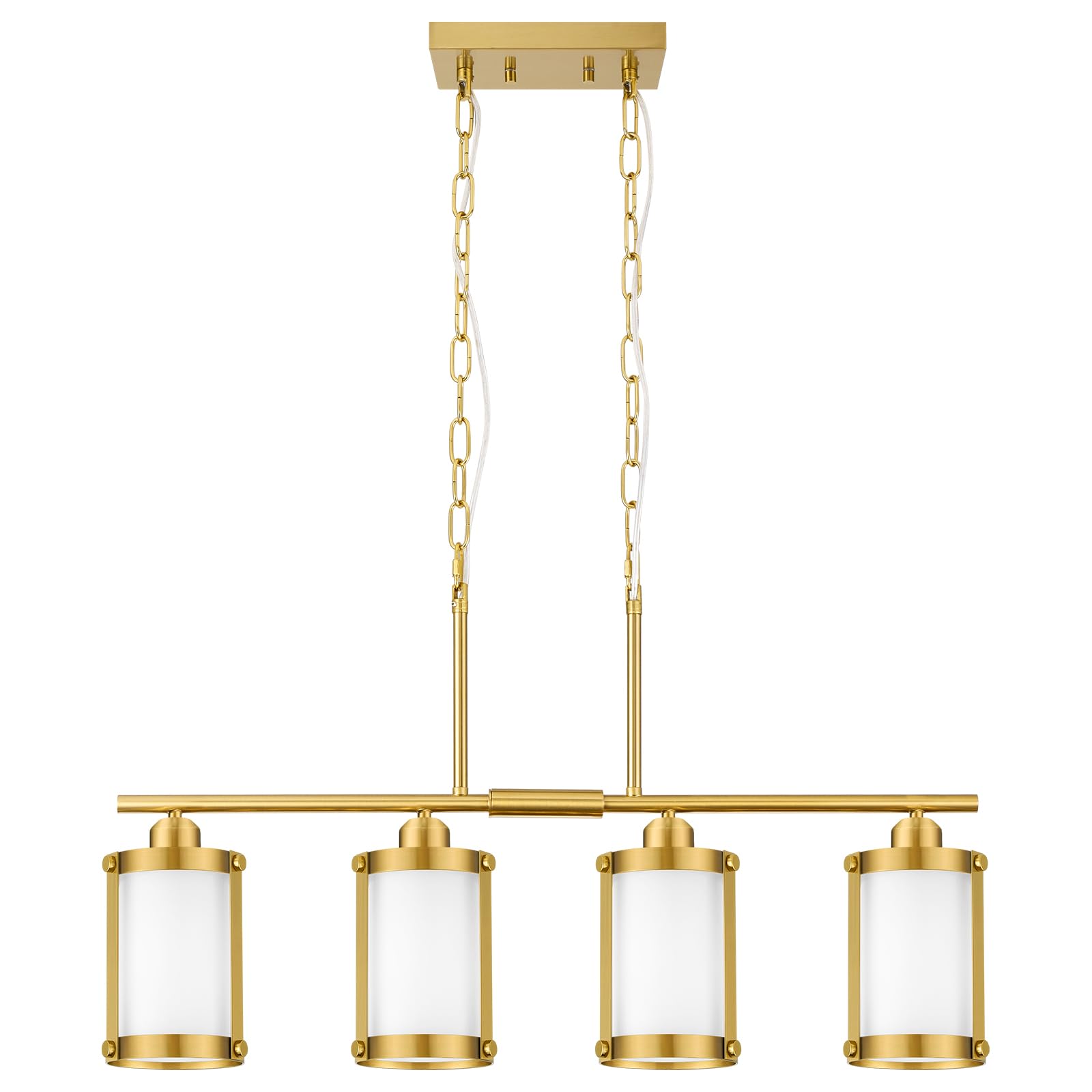 Osimir 4-Light Kitchen Island Lighting  Brushed Gold Linear Dining Room Light Fixtures With Frosted Glass  Modern Mid Century Chandelier Pendant Light For Kitchen Island Dining Room  Os-3014-4Isbgw