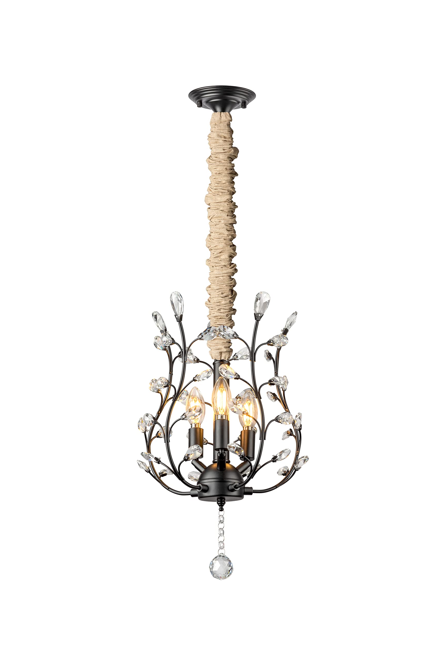 Chandelier Chain Cover & Fabric Cord Cover 1 Pack 6Feet Length For Chandelier Lighting Wires Natural Burlap Easy To Install.