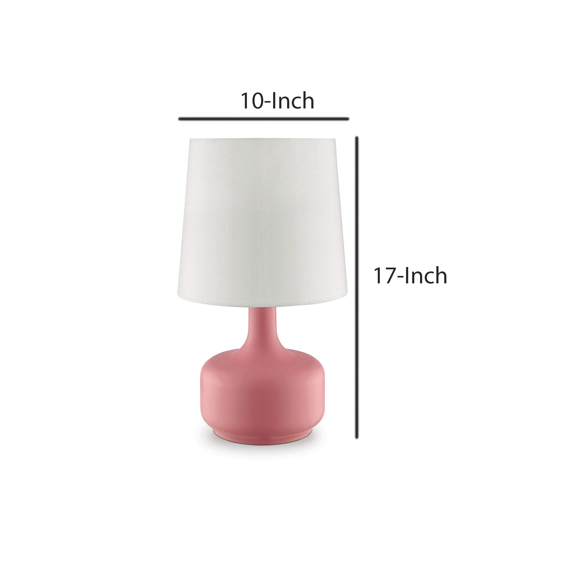 Benjara Pink Contemporary Table Lamp With Pot Belly Base With Matte Finish