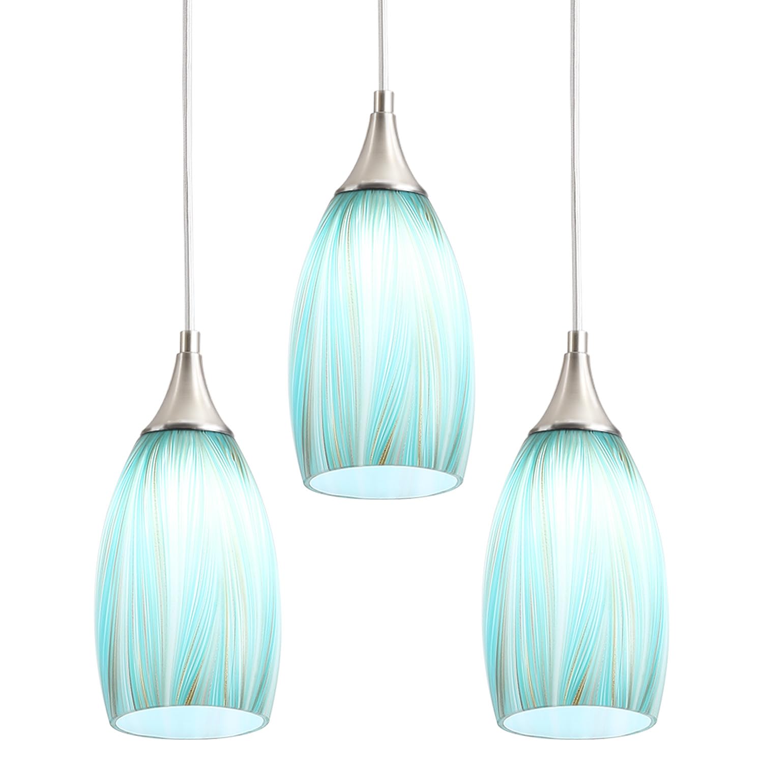 Gladfresit Sky Blue Serenity Pendant Light For Kitchen Islands - Artisanal Elegance With Adjustable Nylon Core And Ceramic Holde