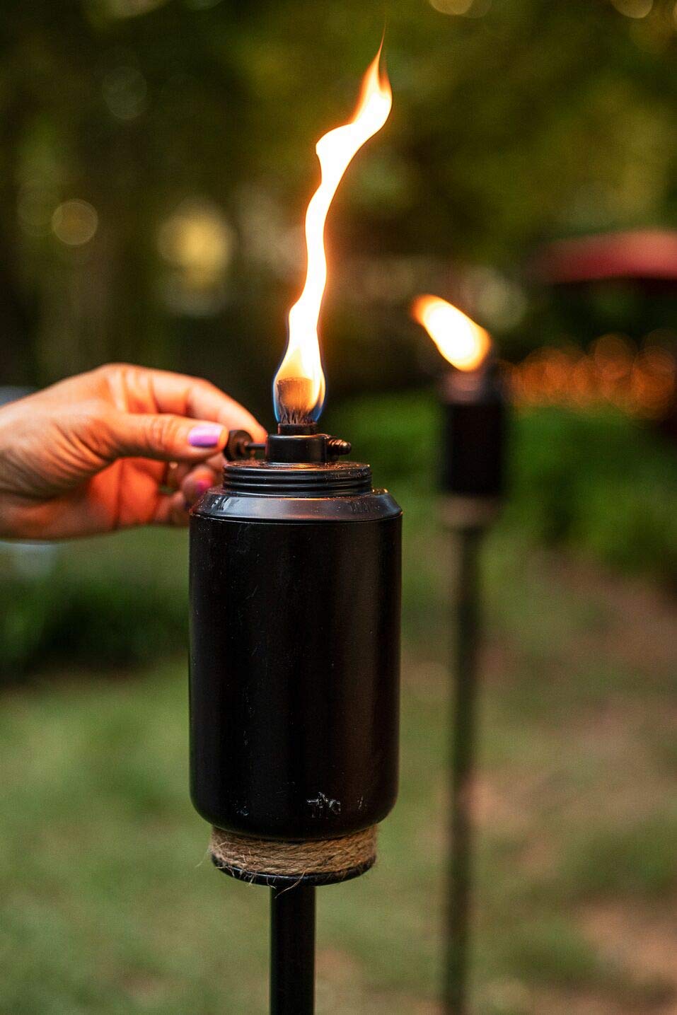 TIKI Adjustable Flame Torch, 65-Inch, Resin, Black, Model 1119014