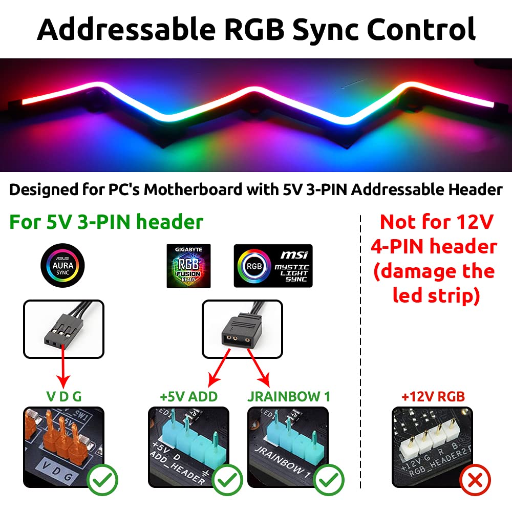 Speclux NEON Addressable RGB LED Strip, 2x15.7inch, WS2812, 3-pin 5V, with Magnetic Brackets, Model BS-PC028-28