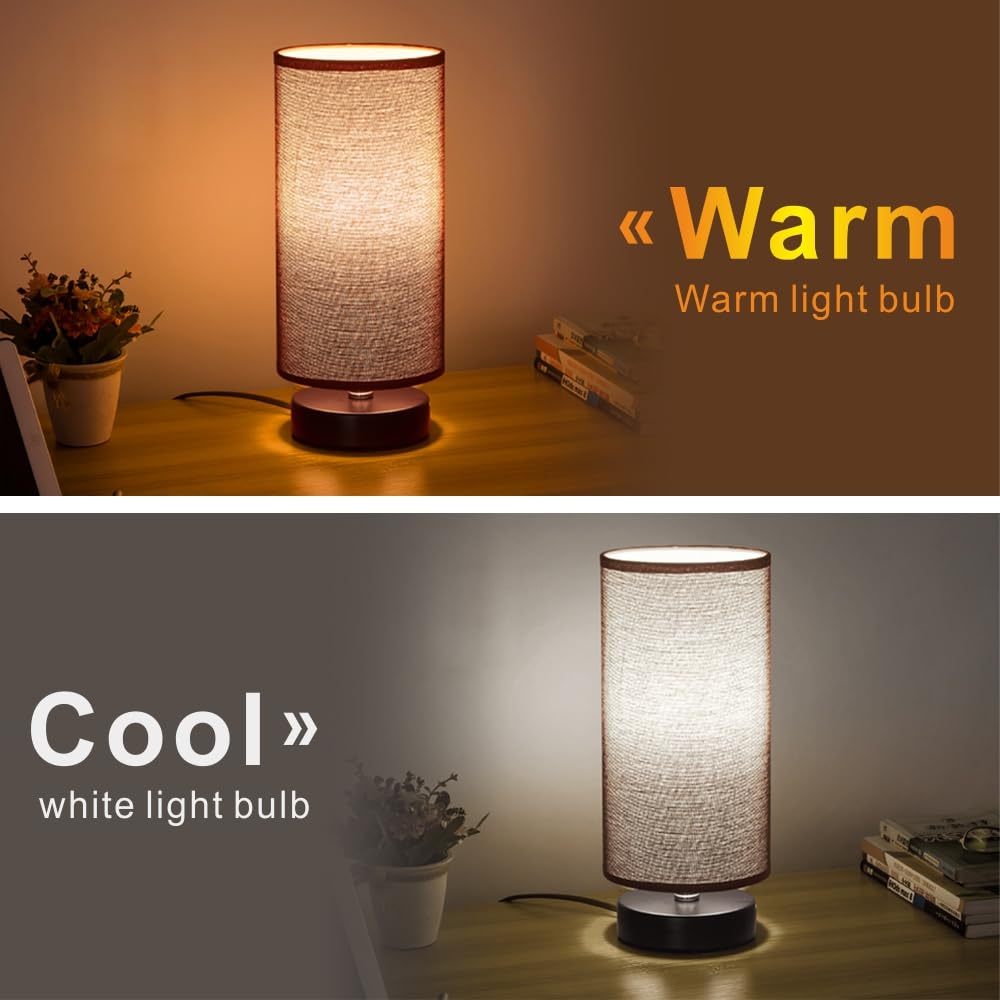 Lifeholder Table Lamp, Bedside Nightstand Lamp, Simple Desk Lamp, Cylinder Table Lamp For Bedroom Living Room Office Study, Brow
