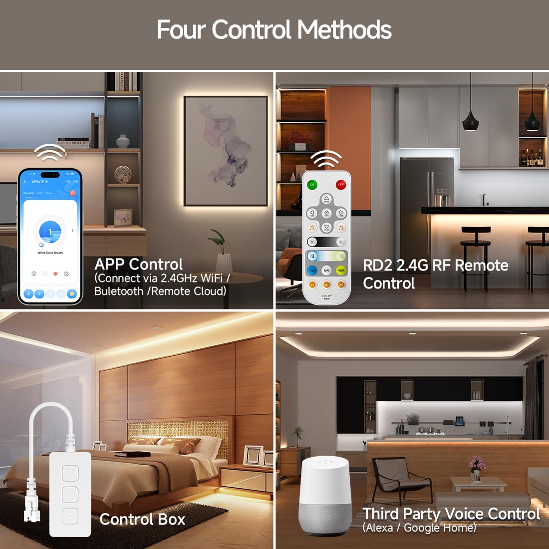 Btf-Lighting Fcob Addressable Cct Ws2811 Ic Cob Led Strip Kit Chasing White Light 16.4Ft Tunable 3000K-6000K Cri 90+ Bluetooth Wifi Controller Support Alexa/Google Home For Indoor Lighting Projects