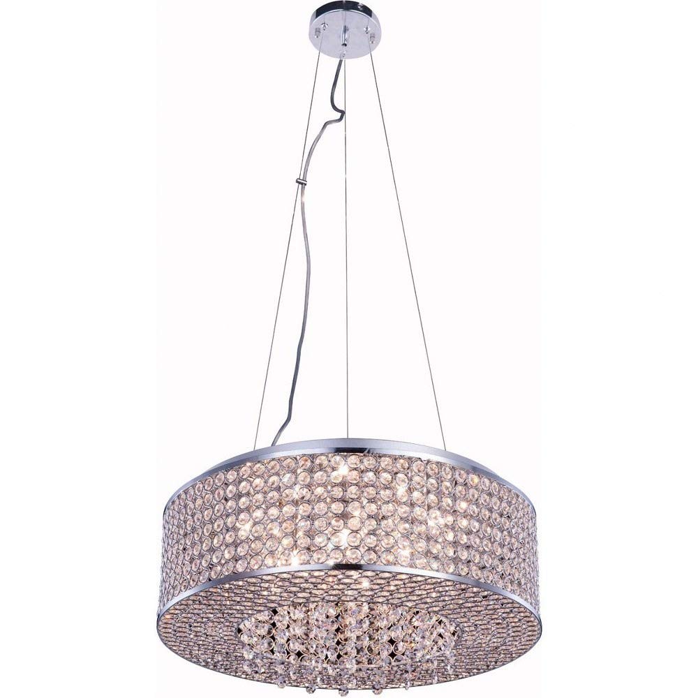 Elegant Lighting Amelie Eight Light Pendant V2914D20C/RC Silver Finish