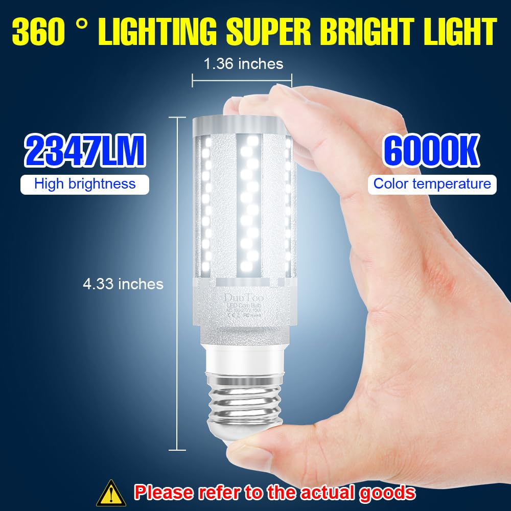 Duutoo 4Pack 15W Led Corn Light Bulb 200Watts Equivalent 2347Lumens E26 Base Chandelier Lamp Bulbs 3000K Warm White 100-277V Commercial Area Lighting For Residential Storage Room Attic Backyard Street