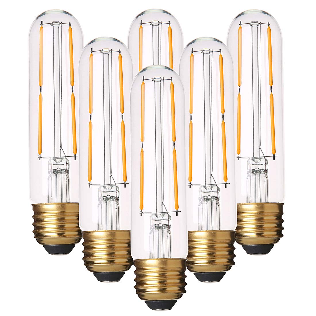 Yfxrlight Dimmable T10 Led Bulbs Warm White 2700K Led Tubular Edison Light Bulbs 4W Tube Vintage Led Bulbs 40 Watt Equivalent,E2