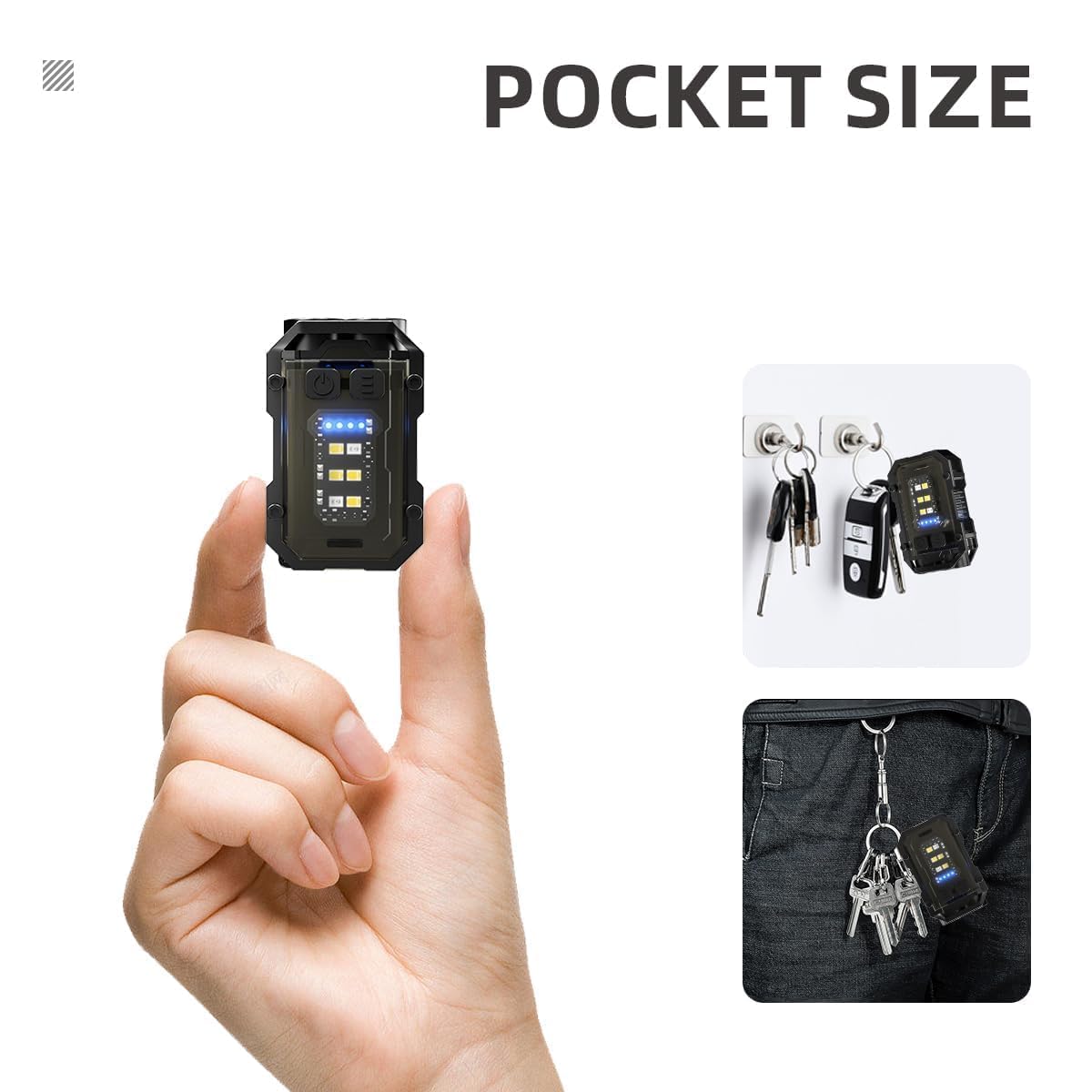 WARSUN Mini LED Rechargeable Keychain Flashlight, Black, Model SQ10, Ideal for Camping and Emergency Use