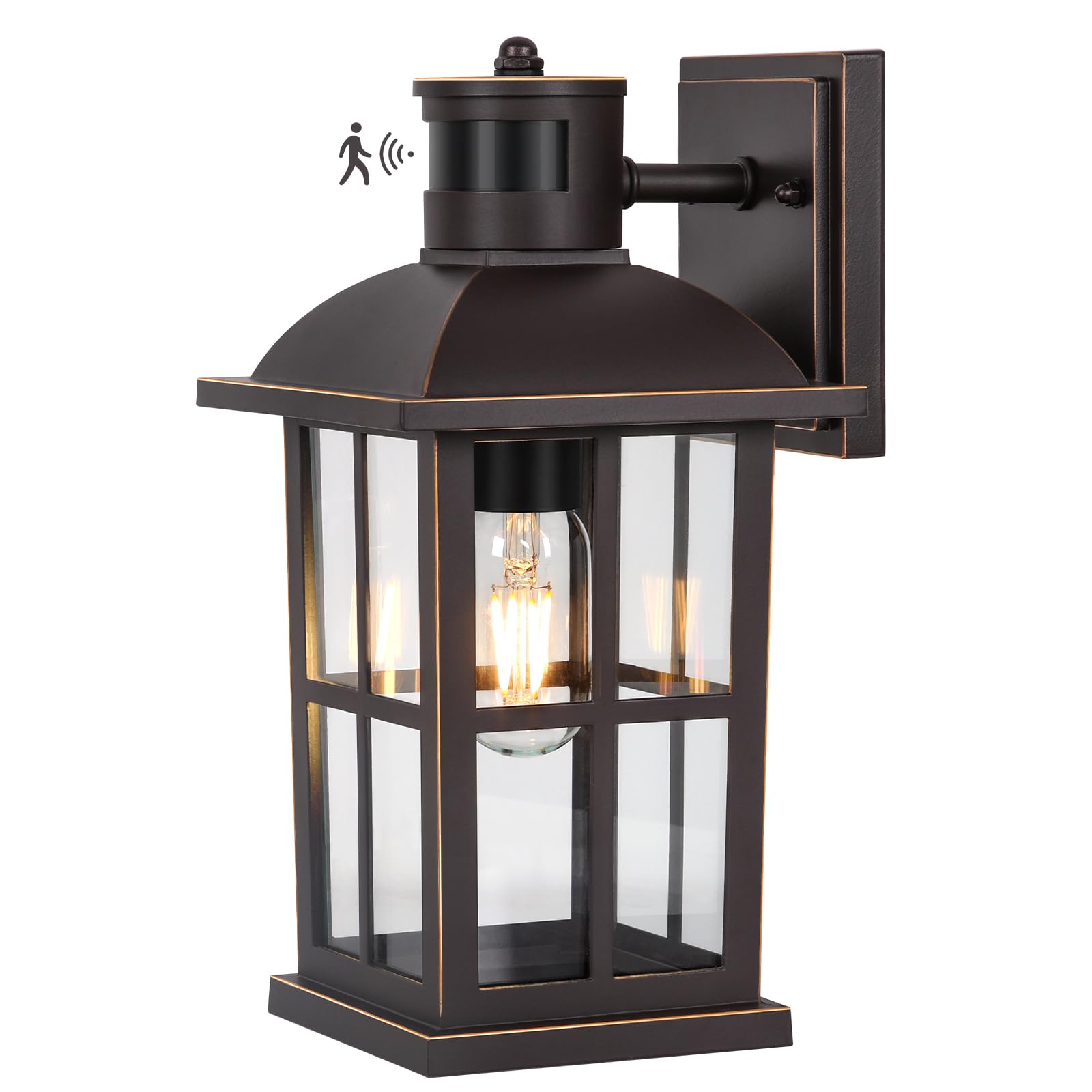 13in Motion Sensor Porch Light, Anti-Rust 100% Aluminum Dusk to Dawn Outdoor Light Fixtures, Exterior Wall Lantern Sconce Lighti