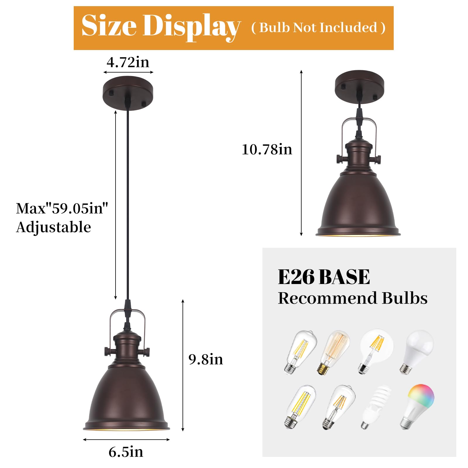 LWWHQ Farmhouse Pendant Lights Kitchen Island 2 Packs, 6.5 inches Kitchen Island Lighting, Industrial Pendant Light, Kitchen Pen