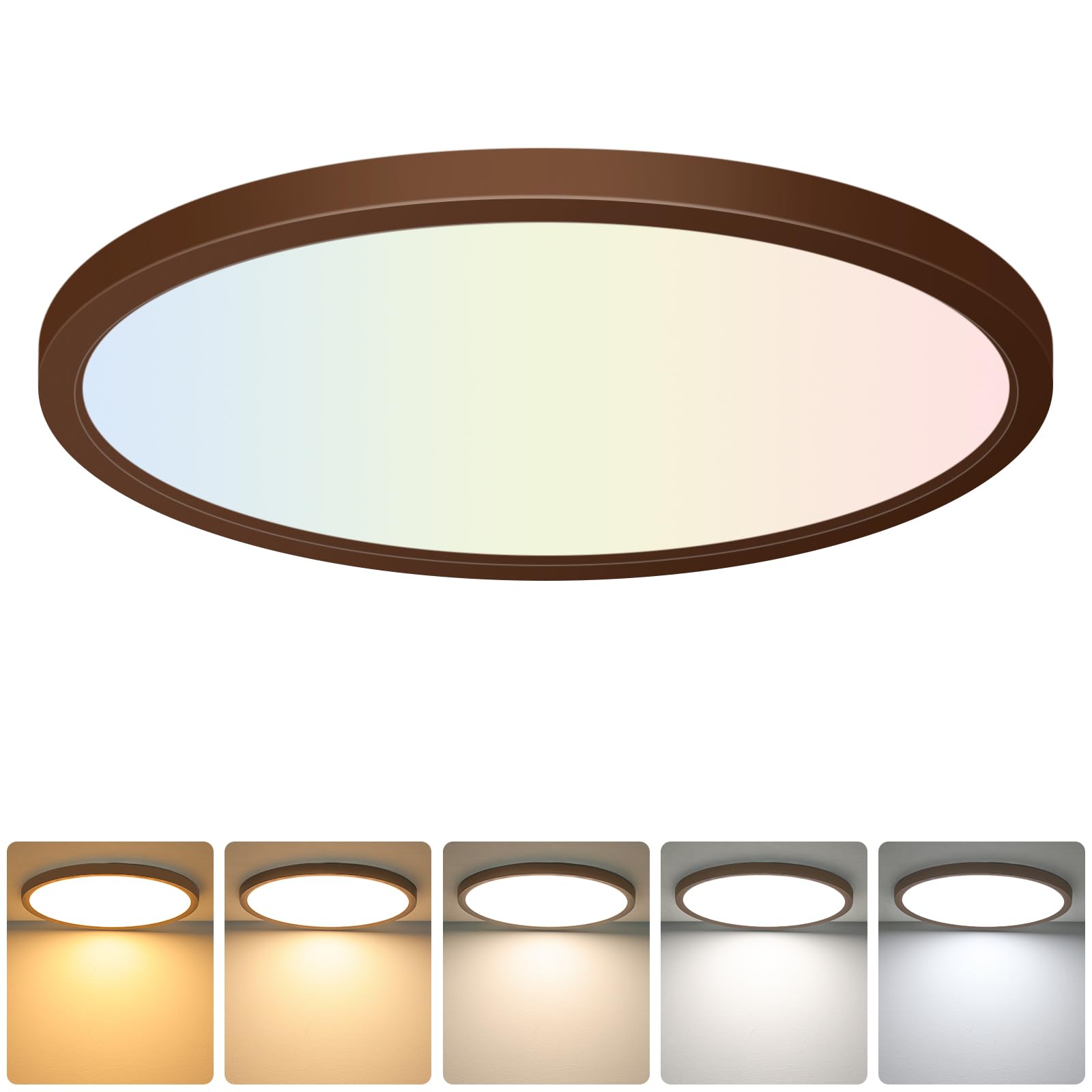 Brightever LED Flush Mount Ceiling Light Fixture Oil Rubbed Bronze  24W 3200LM 5CCT Dimmable LED Ceiling Light  2700K/3000K/4000K/5000K/6500K  12 Inch Ceiling Lamp for Bedroom  Dining Room  1 Pack