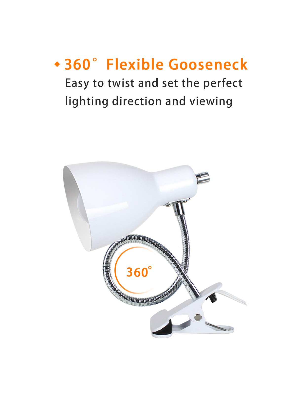 Lalisu Desk Lamp - Eye-Caring Portable Gooseneck Clip Light, White, Model Lalitb004