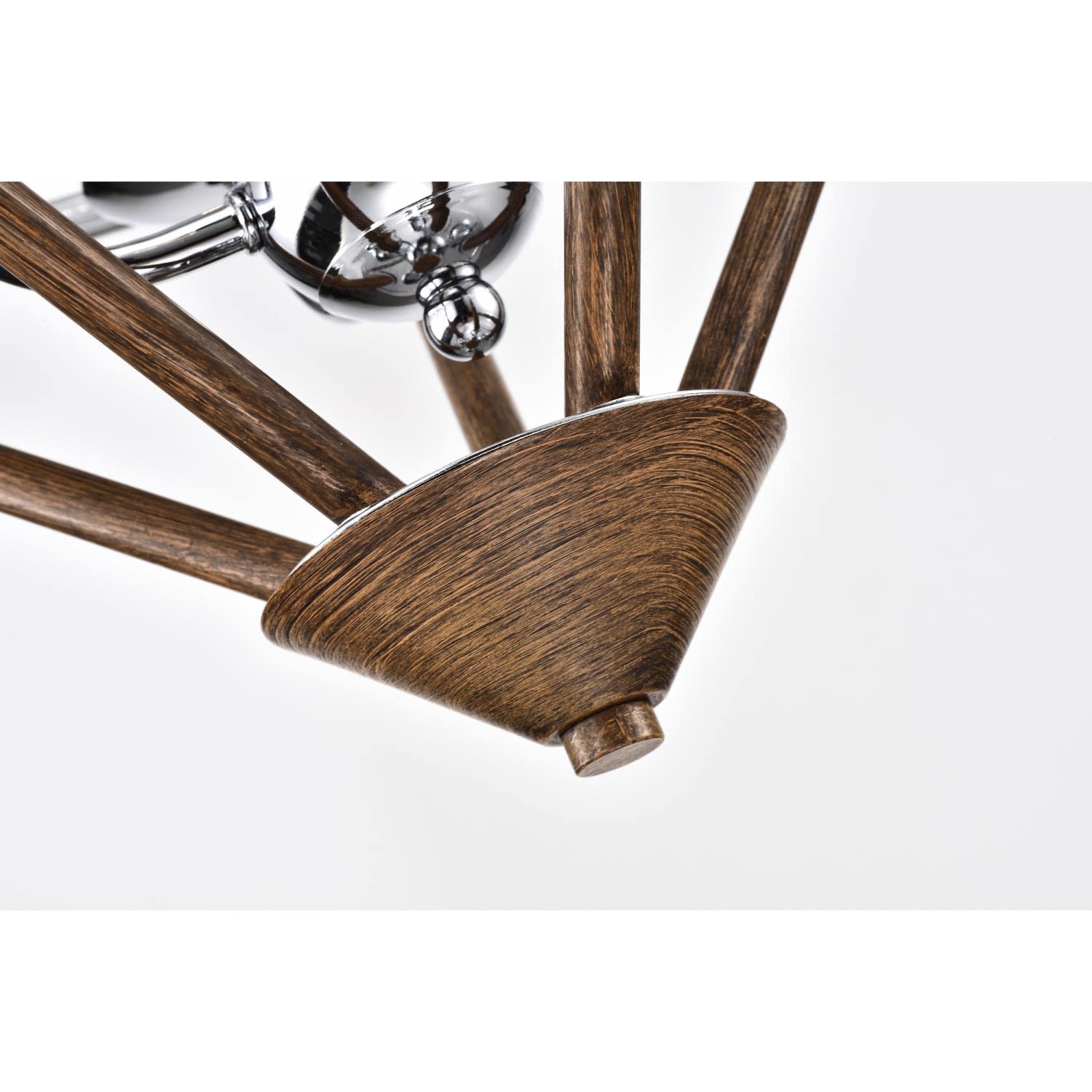 Warehouse Of Tiffany Imp76A/4Iwg Ilija Imitation Wood Grain/Chrome 4-Light Chandelier, 15.75&quot; L X 15.75&quot; W X 57.48&quot; H