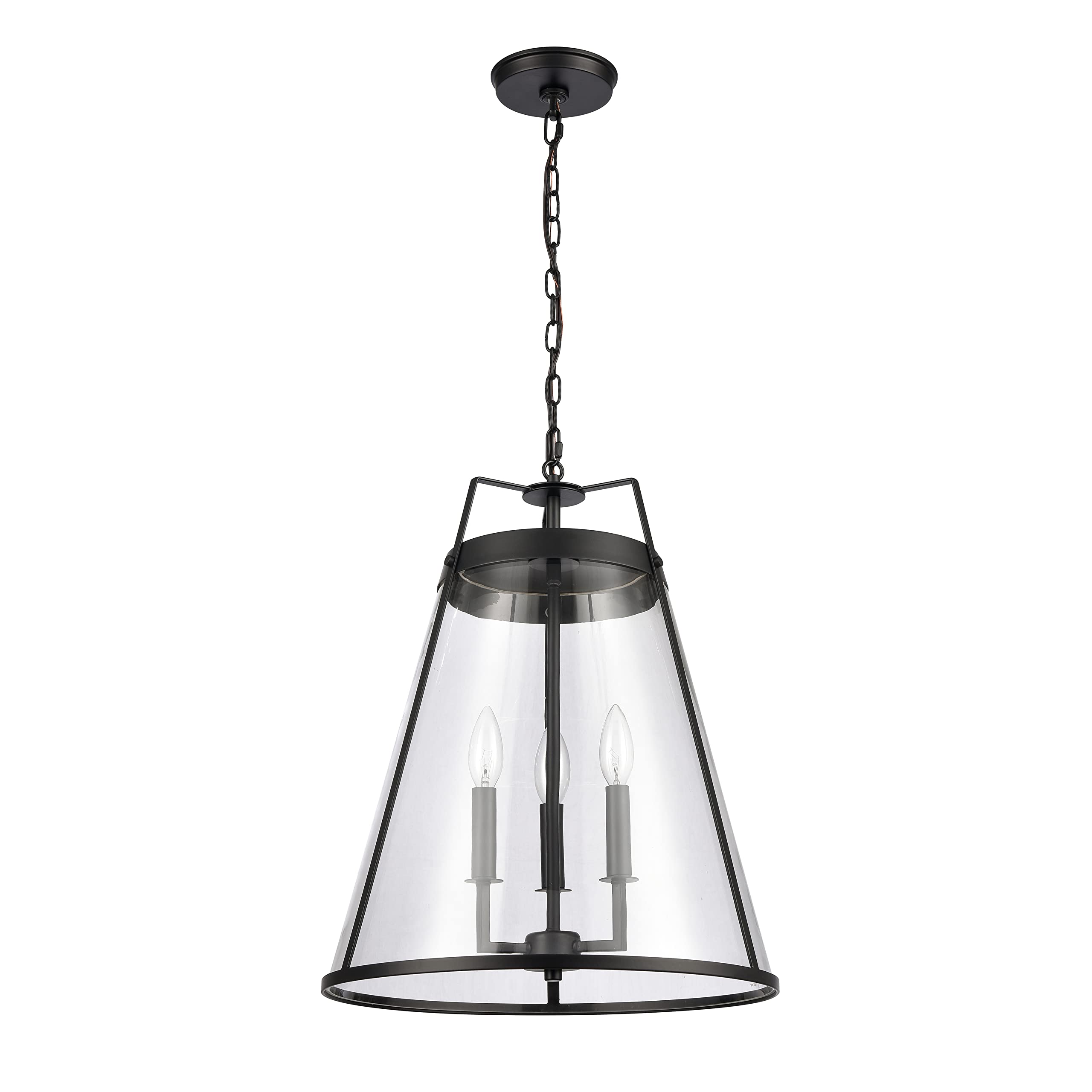 Elk Home Judy 3-Light Pendant, Matte Black Finish, Clear Glass, 16&quot;W X 16&quot;D X 20&quot;H,
