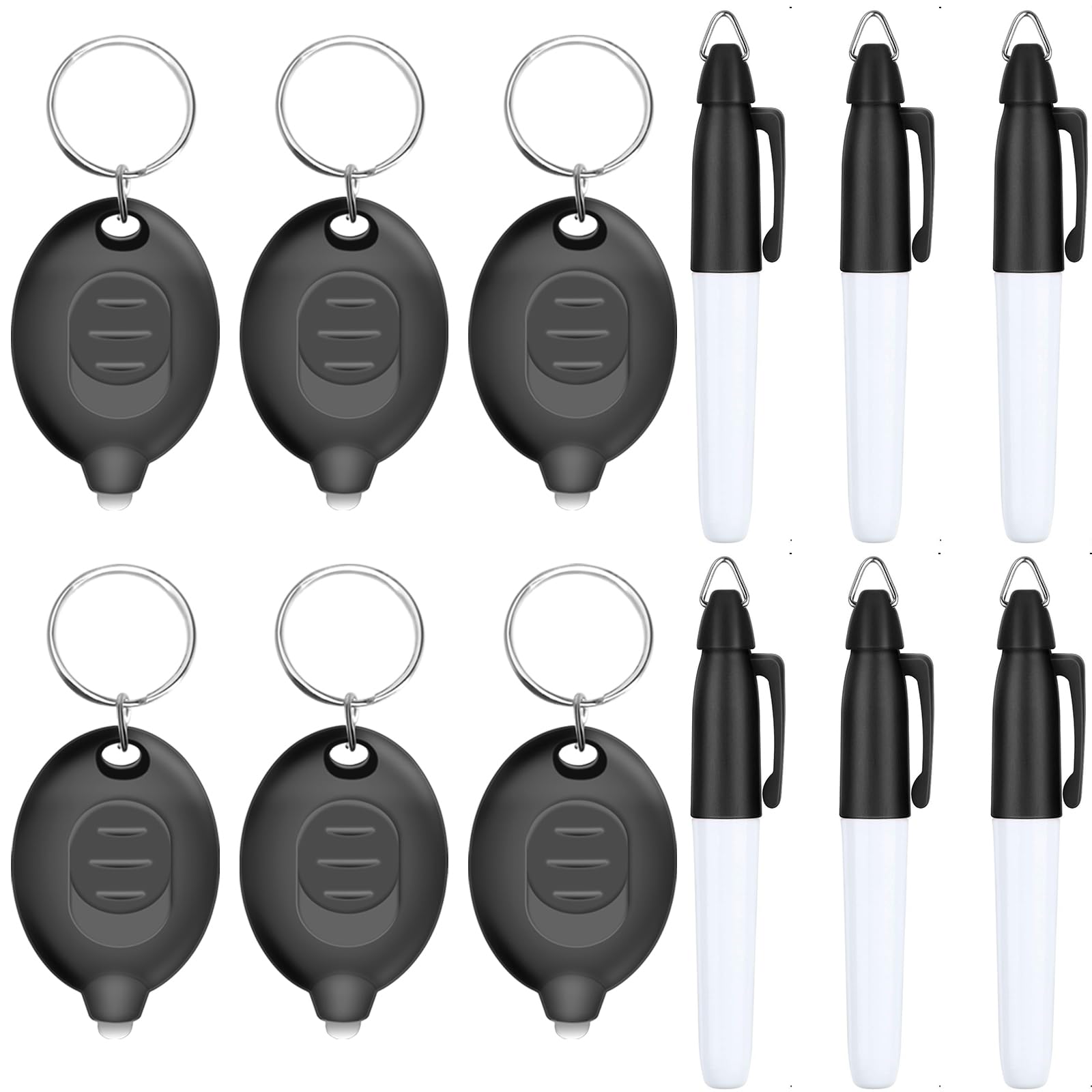 Daemson Mini LED Keychain Flashlights & Permanent Marker Pens, Badge Lights for Nurses 12 Lumen Battery Powered, Badge Reel Pen 
