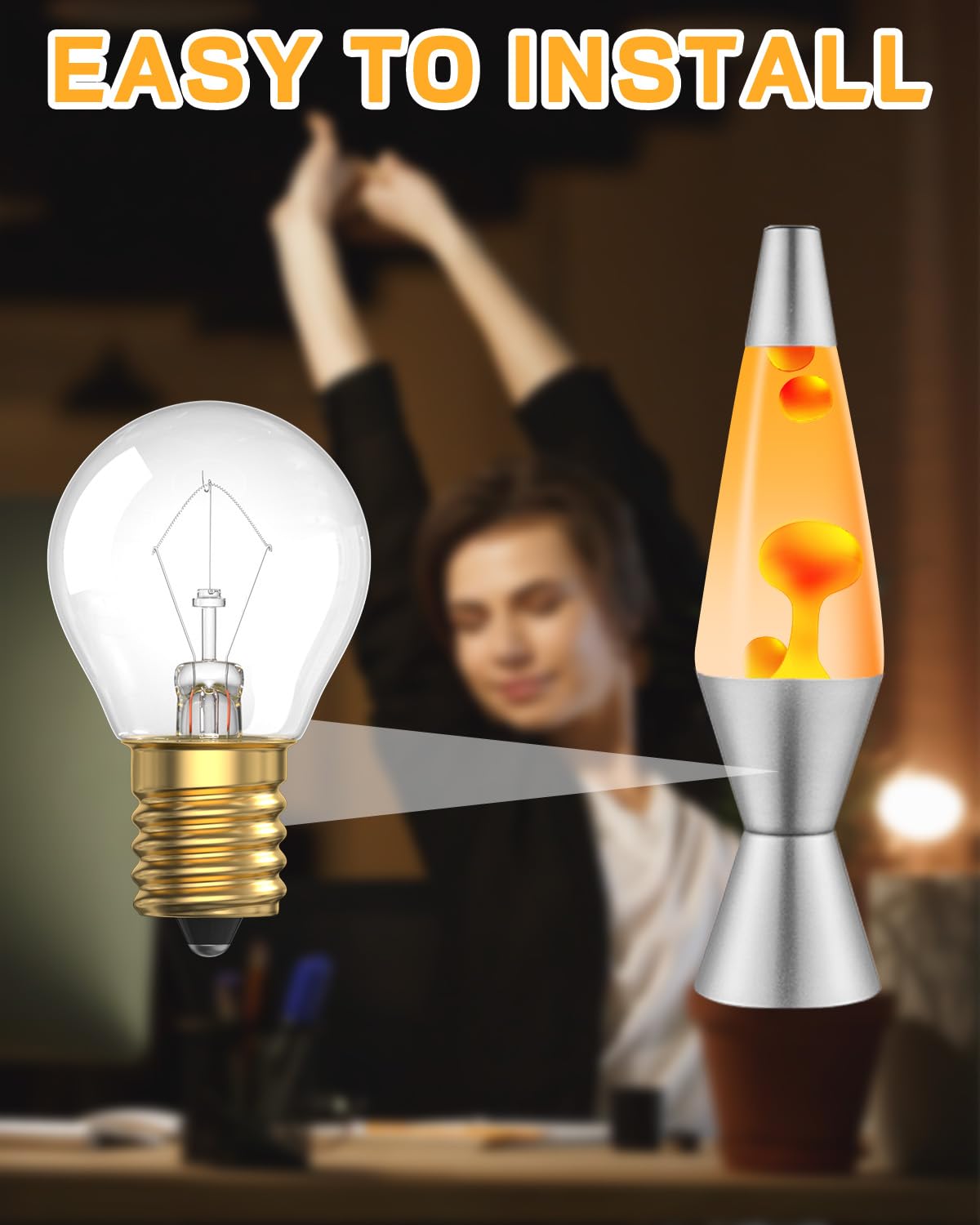 Tobebright 25W Lava Lamp Bulb, S11 E17 Base, 25W 120V For 14.5-Inch Lava Lamp Repalacement Bulb, Lava Lamp Light Bulb, Dimmable