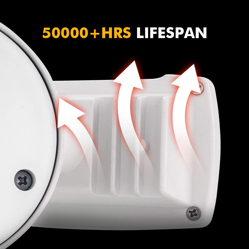 LUTEC LED 3500 Lumen 32W 5000K Integrated Dual-Head Flood Light Outdoor Dusk to Dawn Waterproof Exterior Security Wall Light for