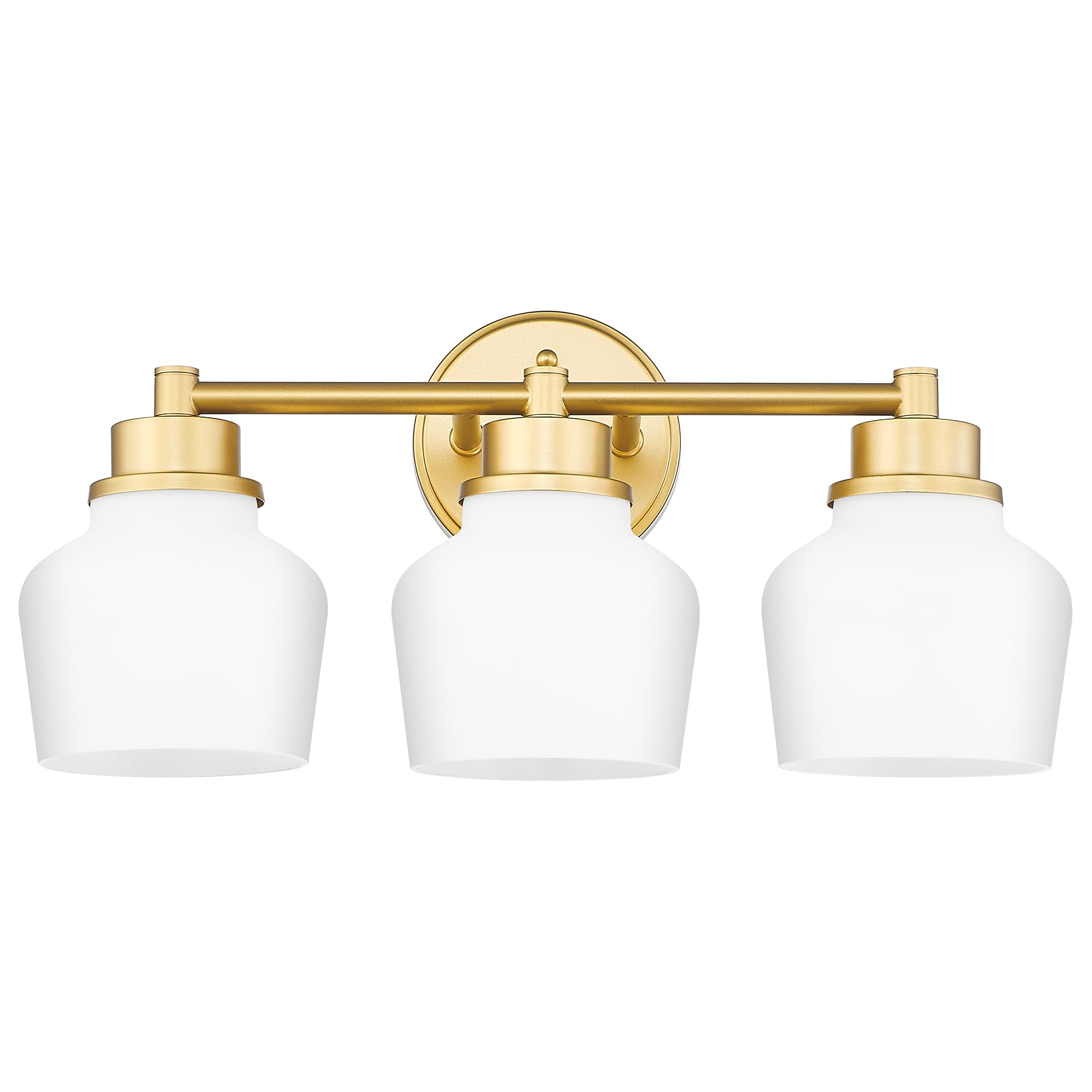 Emak Gold Vanity Light with Milk Glass Shade, Modern Bathroom Light Fixtures Over Mirror, 3-Light Bathroom Vanity Lights for Mir